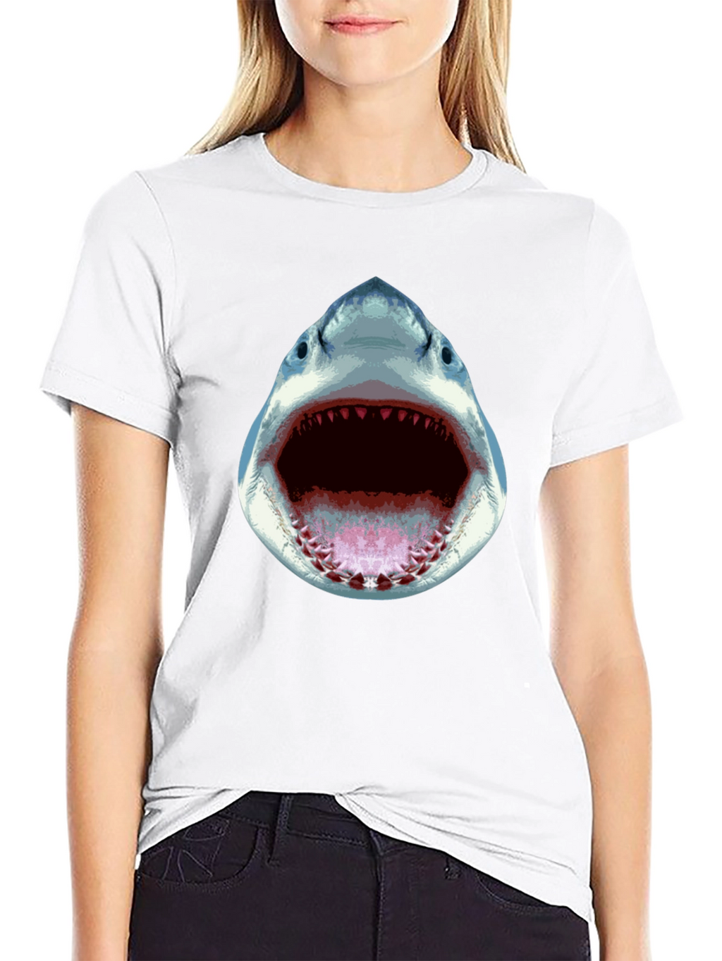 Shark Attack Graphic Tee - Black Cotton T-Shirt