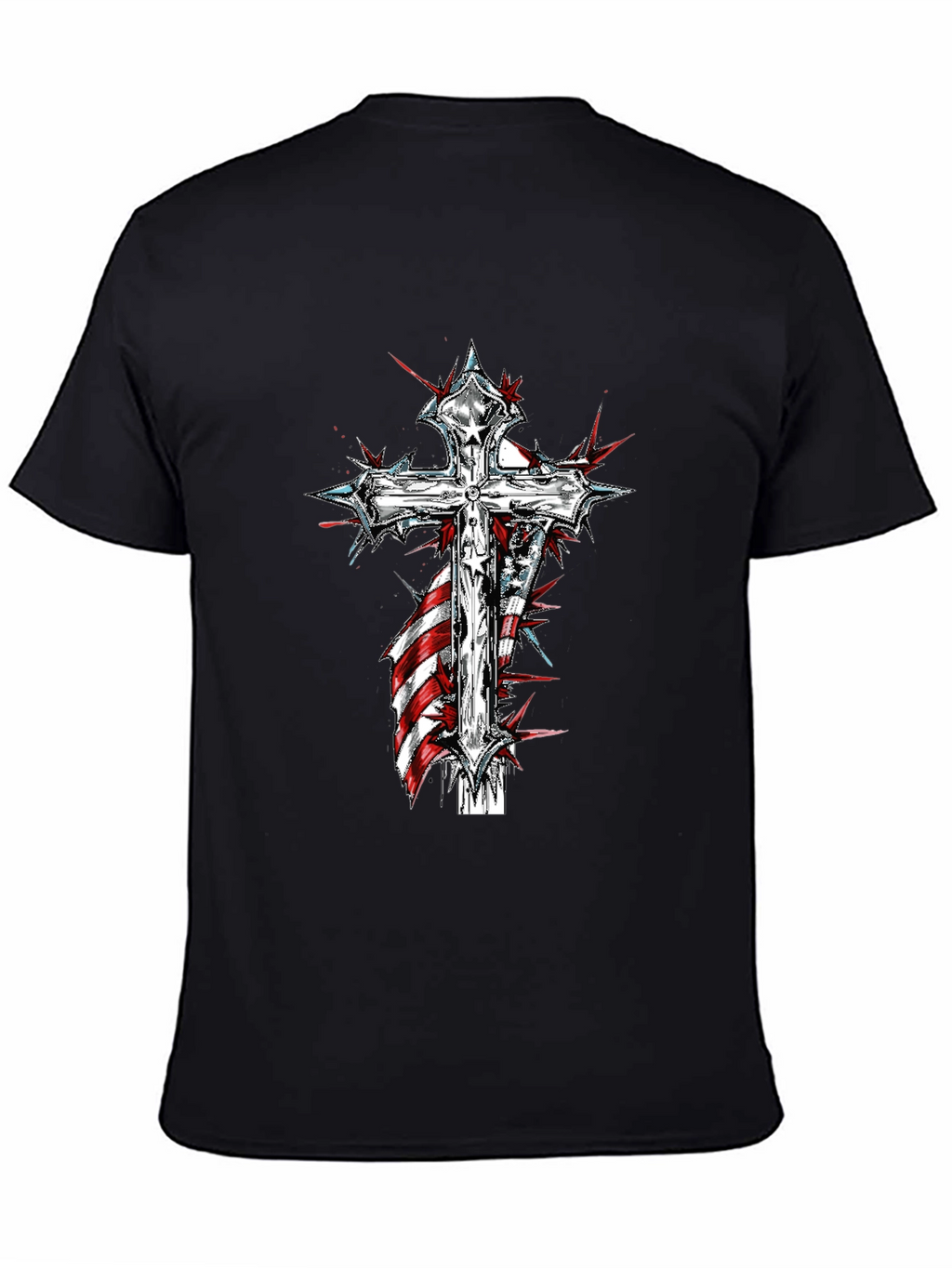 Cross & American Flag Graphic Print T-Shirt