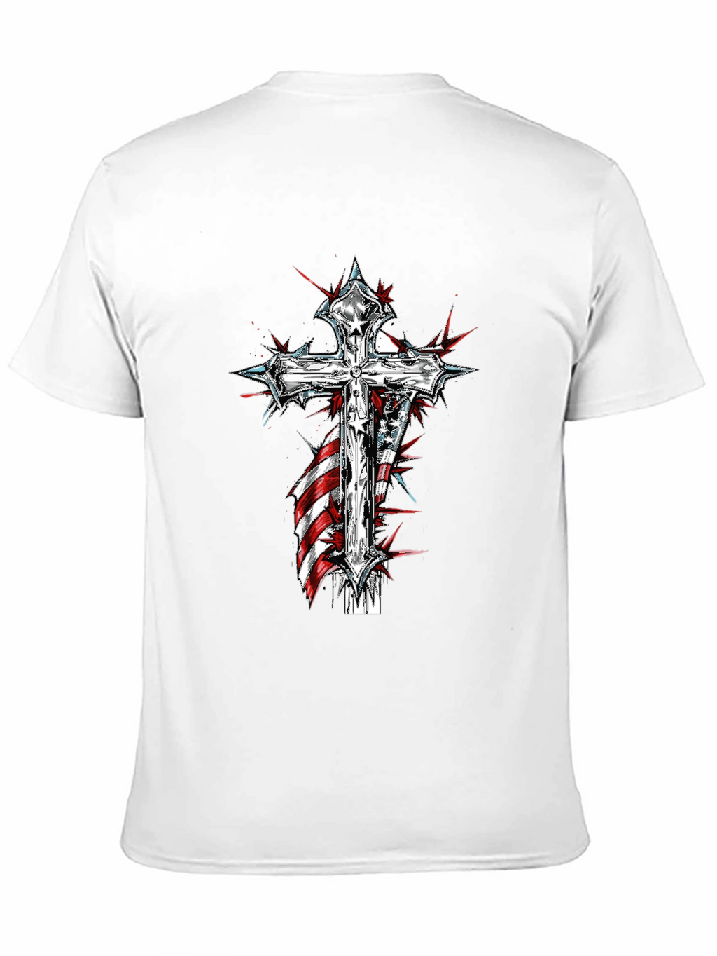 Cross & American Flag Graphic Print T-Shirt