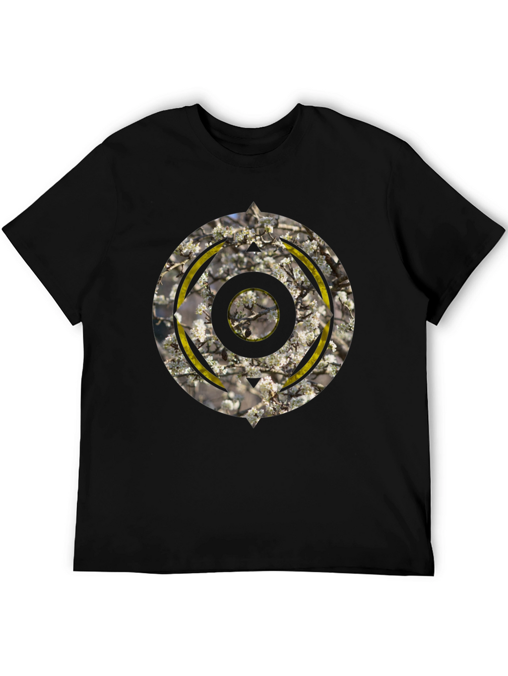 Abstract Circular Graphic Print Black T-Shirt