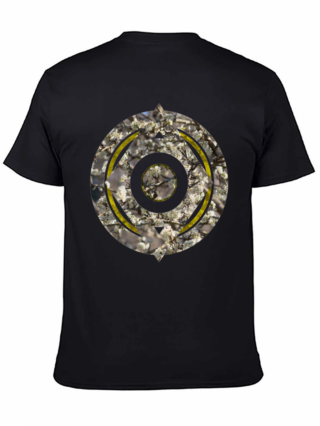 Abstract Circular Graphic Print Black T-Shirt