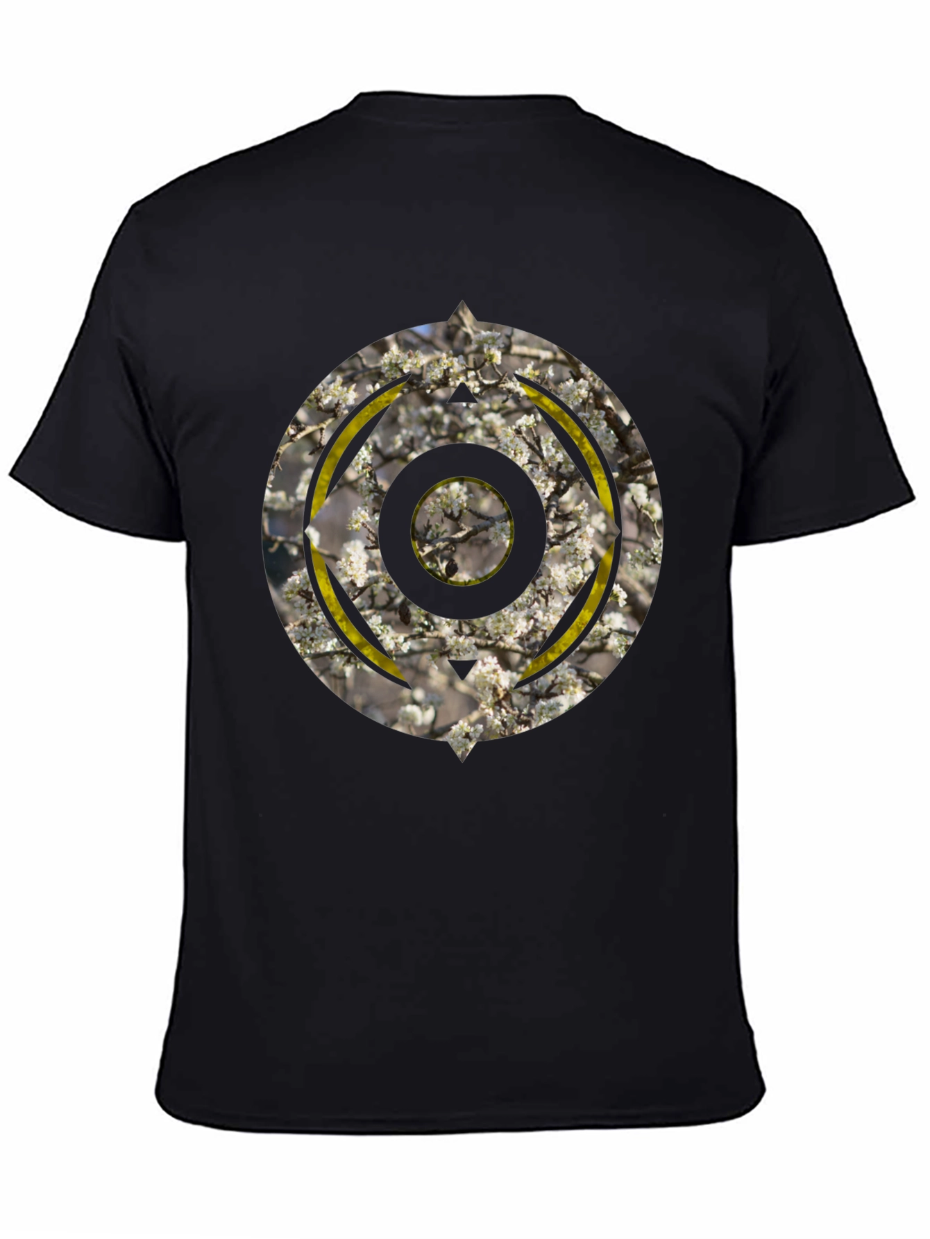 Abstract Circular Graphic Print Black T-Shirt
