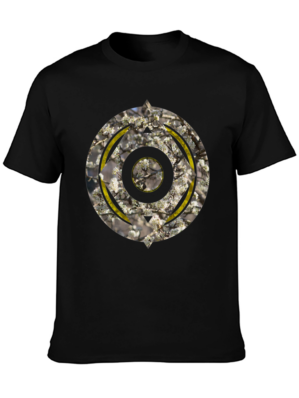Abstract Circular Graphic Print Black T-Shirt