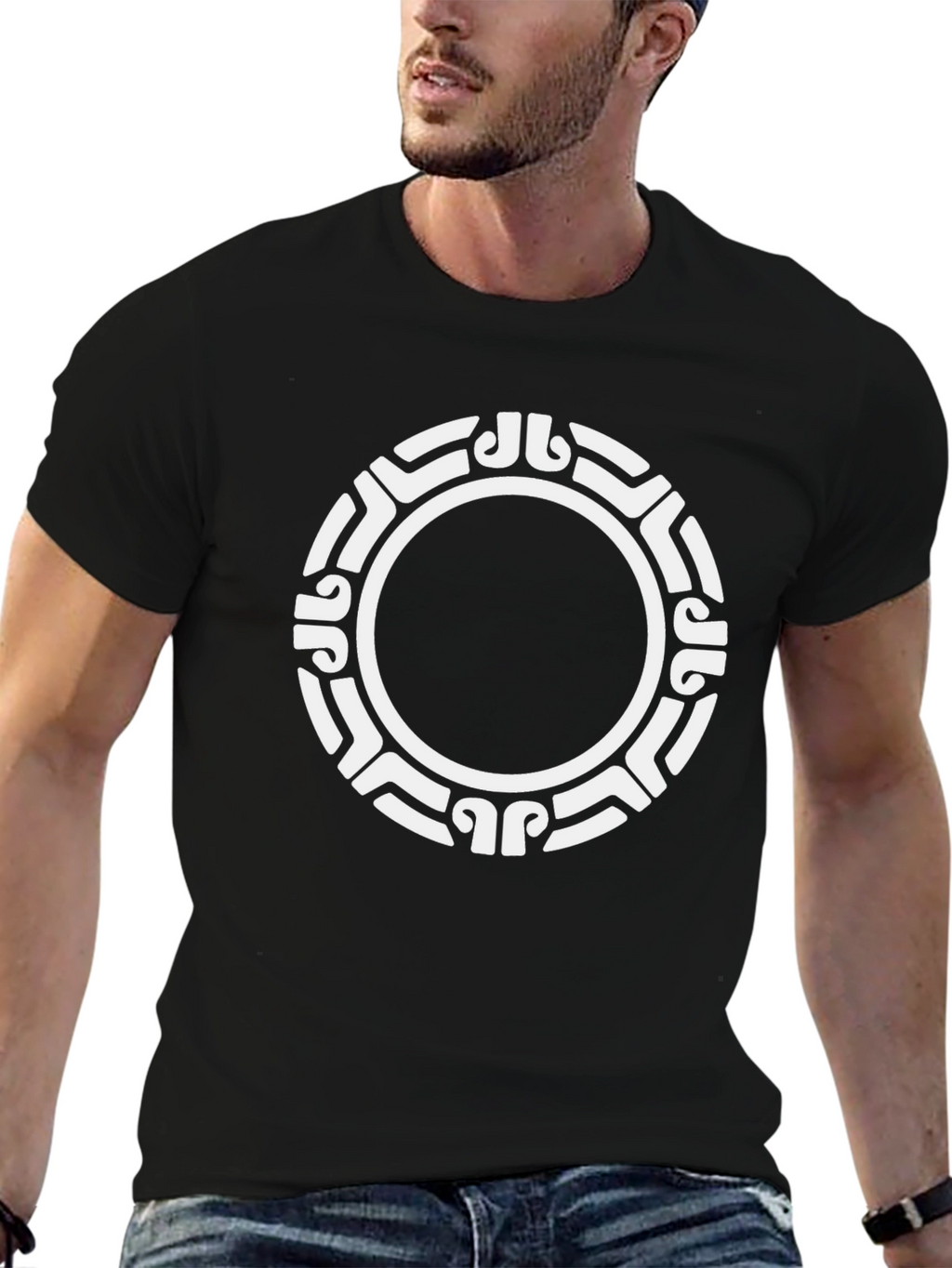 Tribal Circle Graphic Black T-Shirt