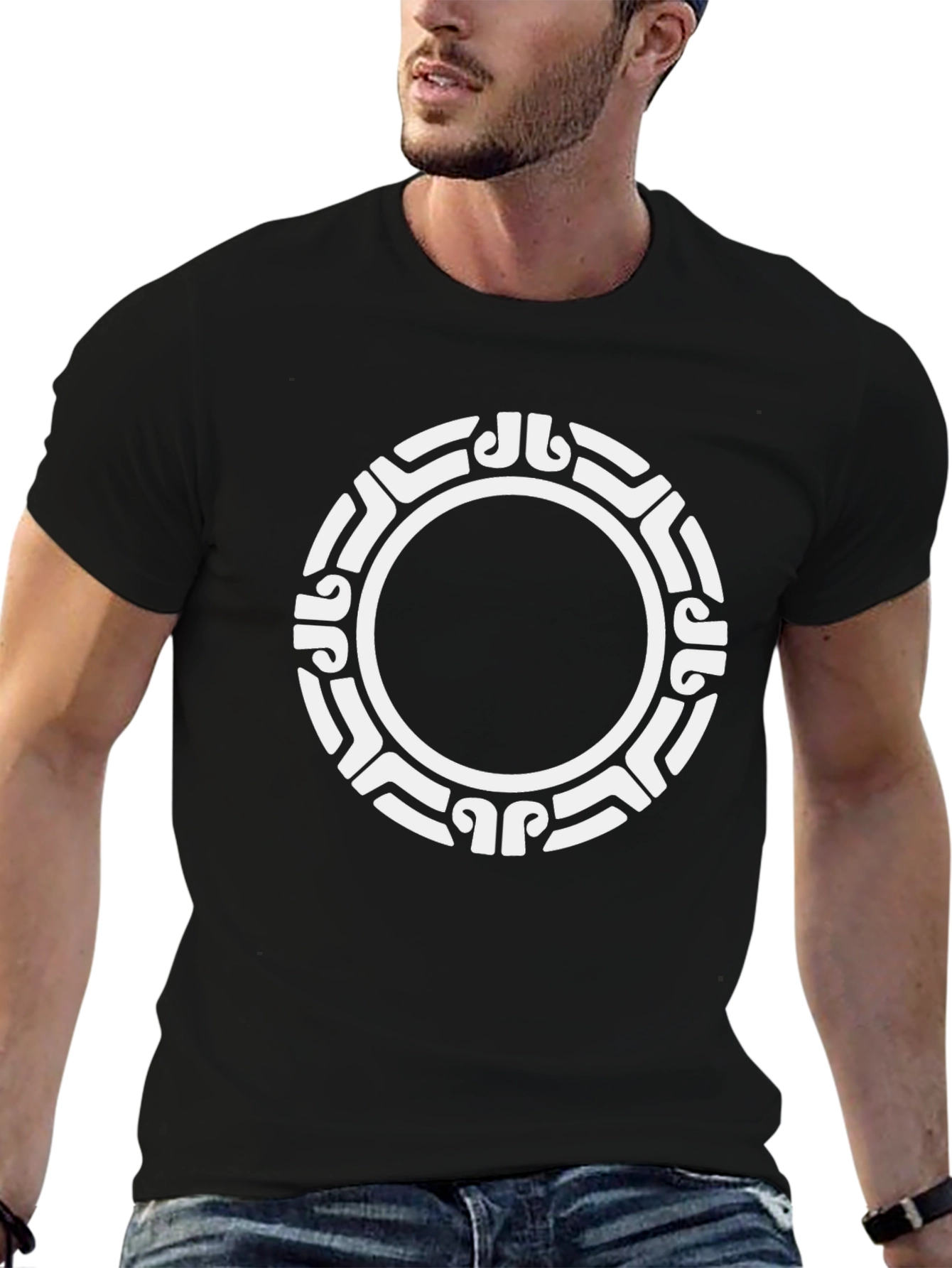Tribal Circle Graphic Black T-Shirt