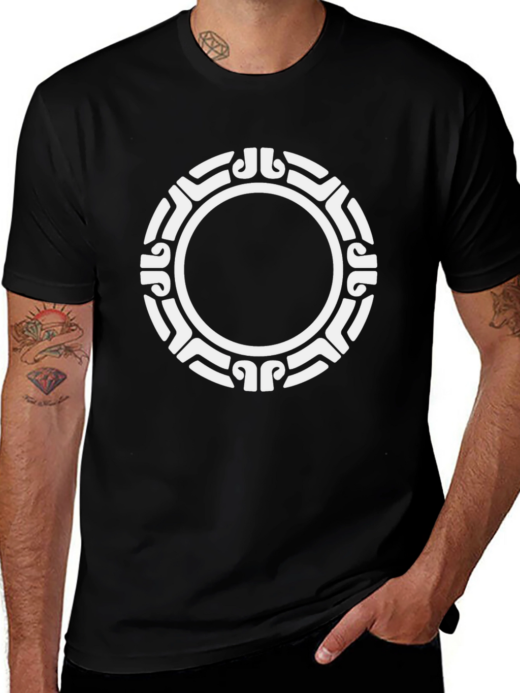 Tribal Circle Graphic Black T-Shirt