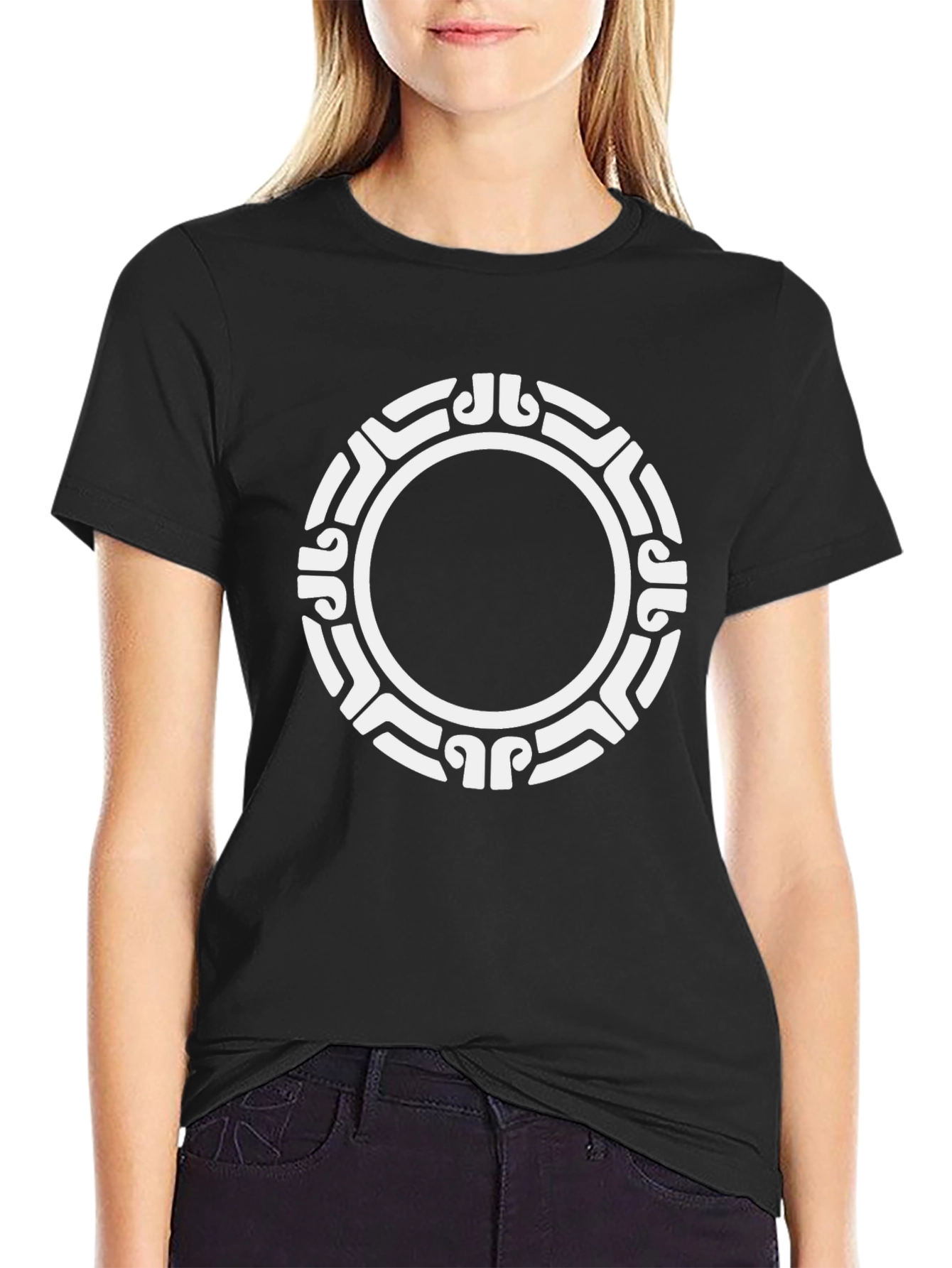 Tribal Circle Graphic Black T-Shirt