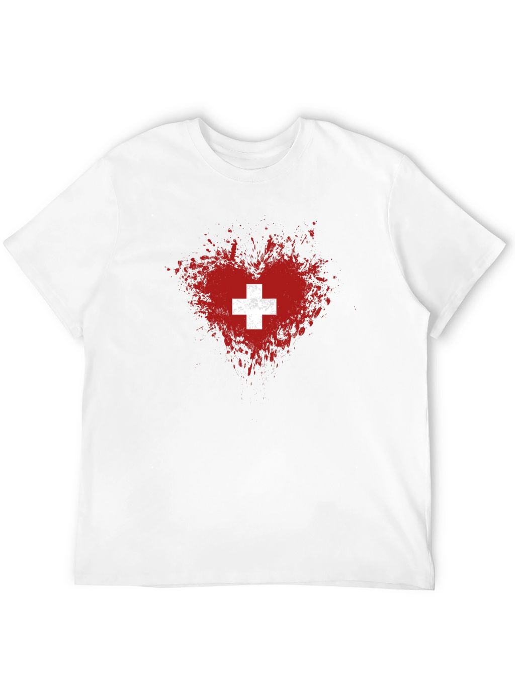 Swiss Heart T-Shirt - Distressed Flag Design