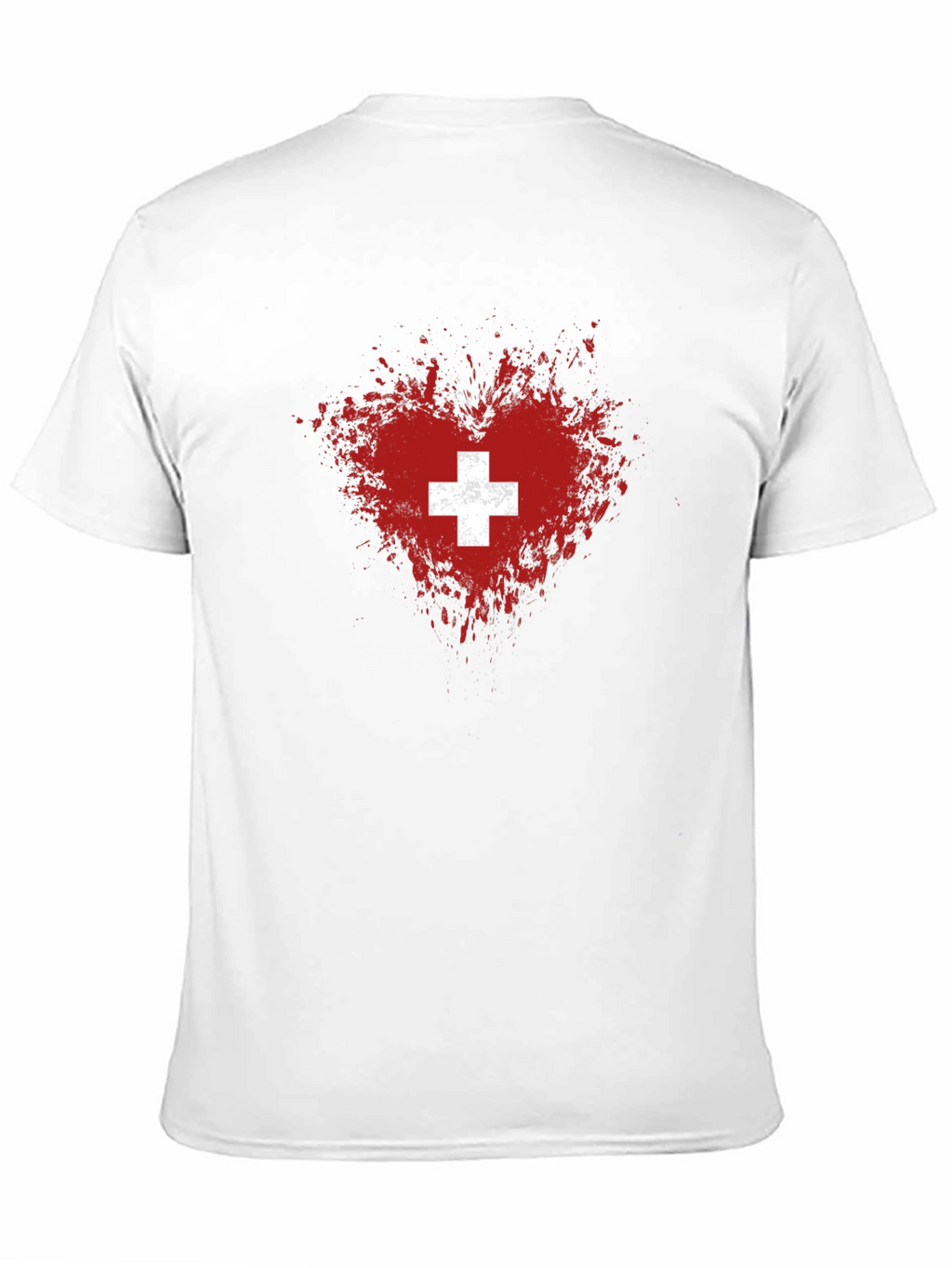 Swiss Heart T-Shirt - Distressed Flag Design