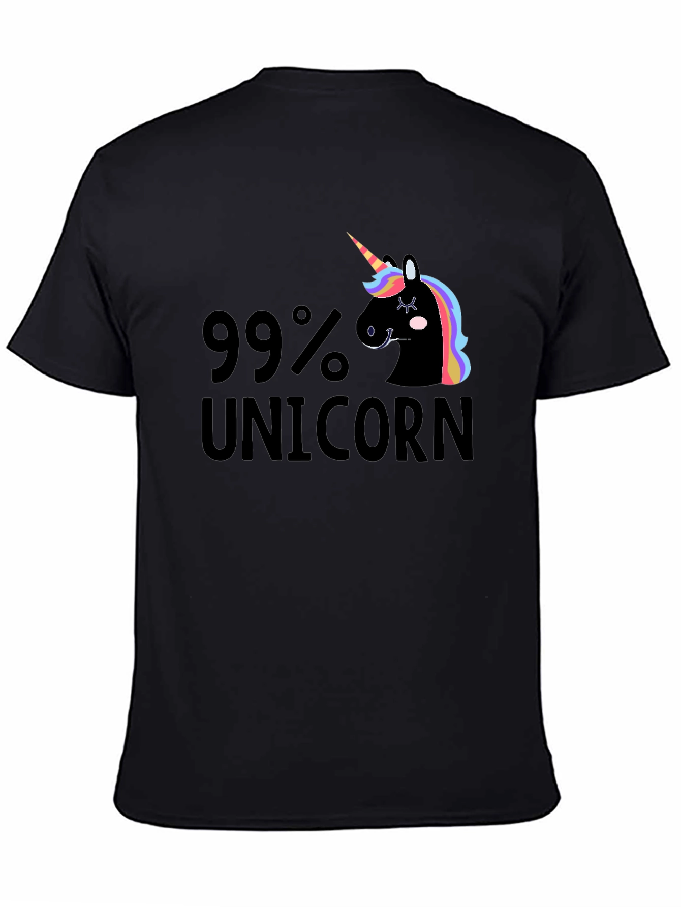 99% Unicorn Graphic Print T-Shirt - Black
