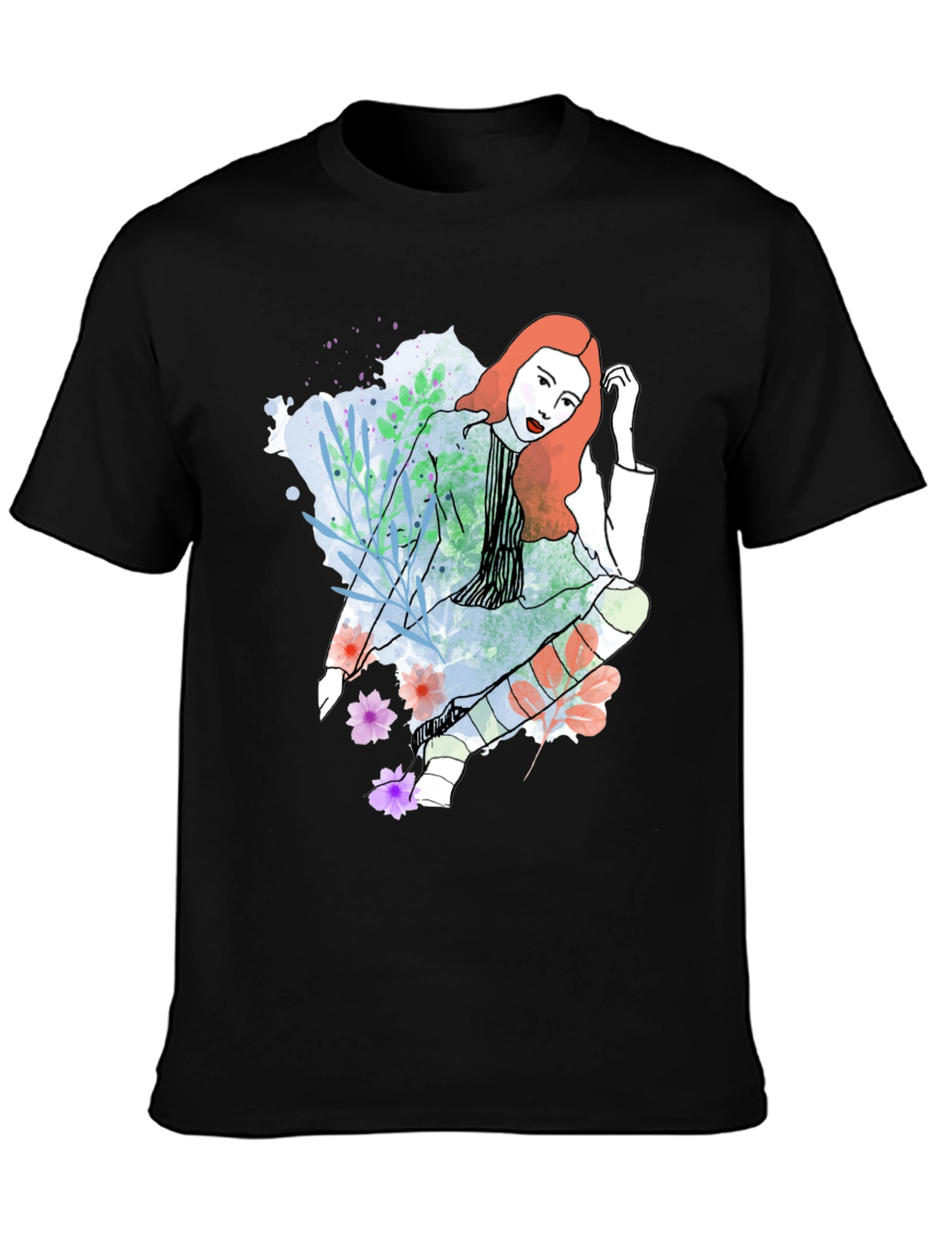 Stylish Woman Graphic Tee - Artistic Design
