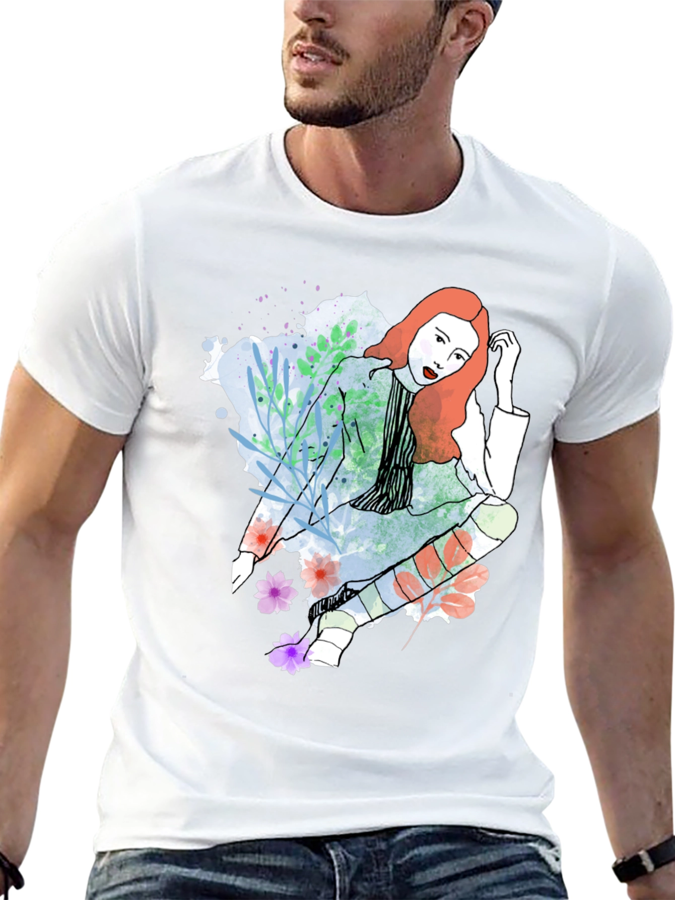 Stylish Woman Graphic Tee - Artistic Design