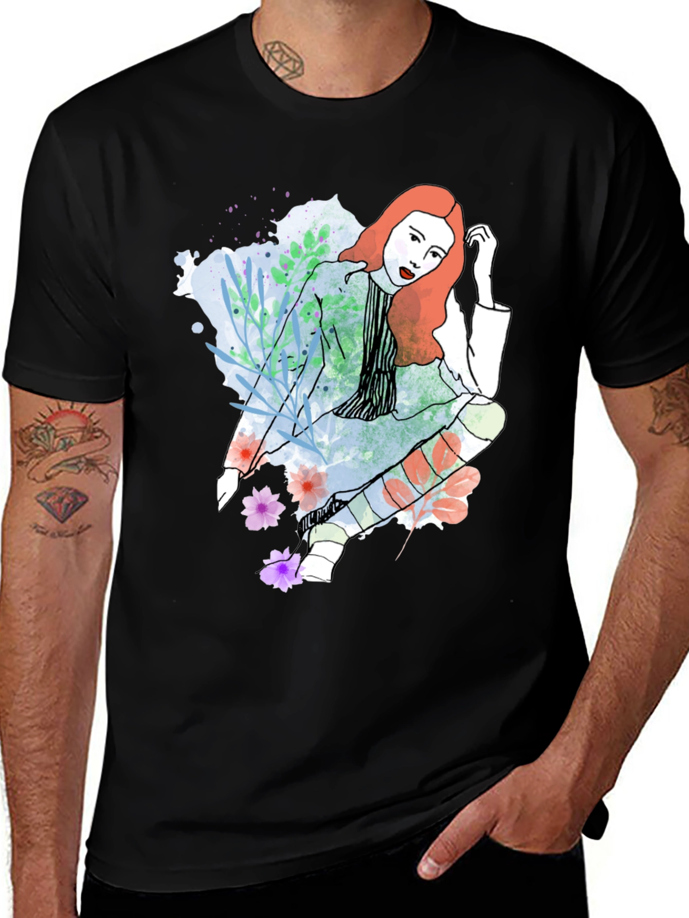 Stylish Woman Graphic Tee - Artistic Design