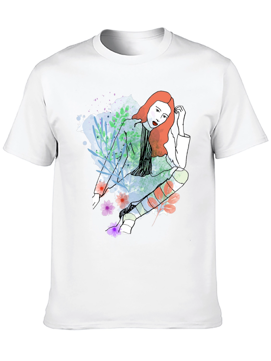 Stylish Woman Graphic Tee - Artistic Design
