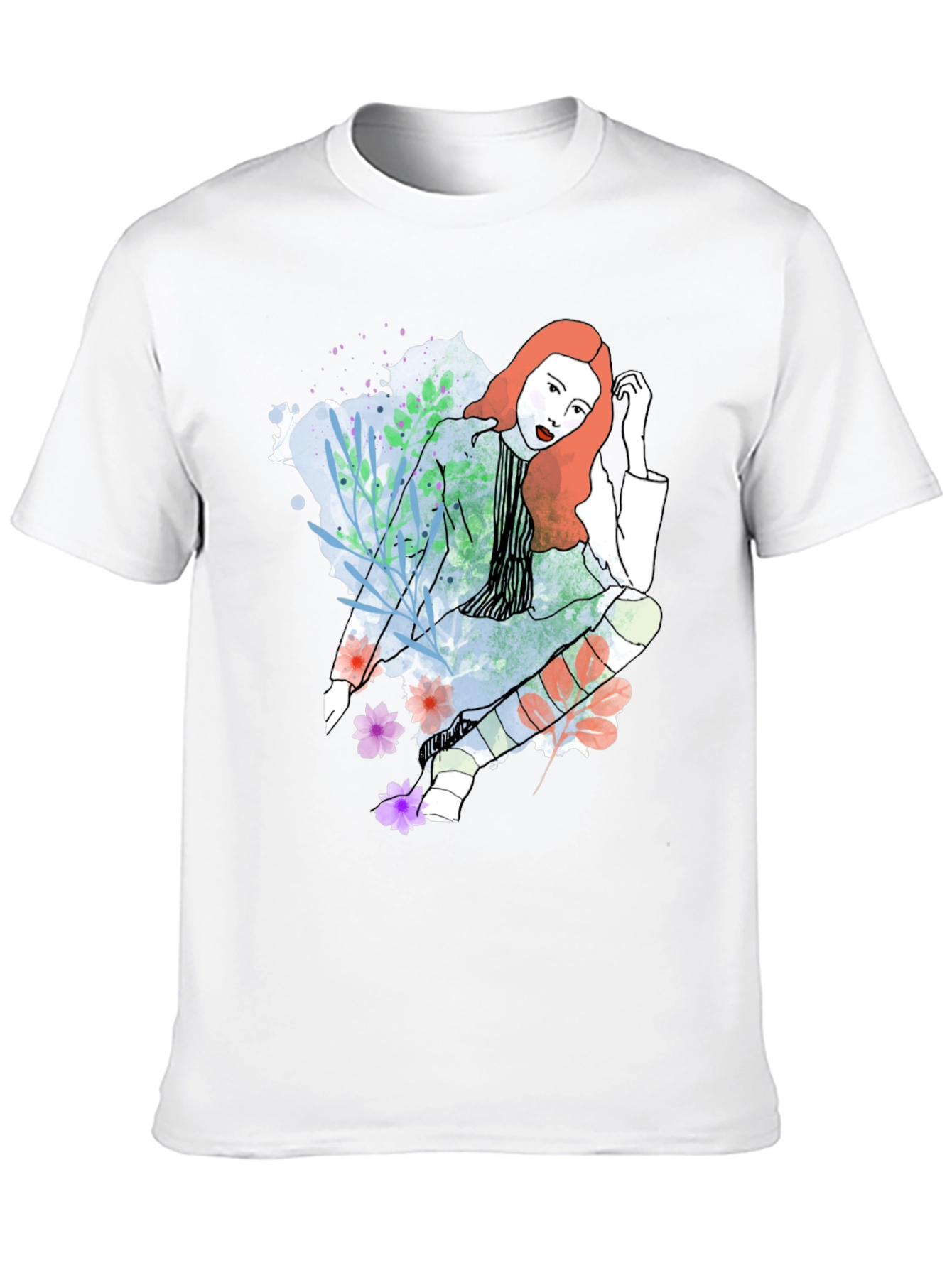 Stylish Woman Graphic Tee - Artistic Design