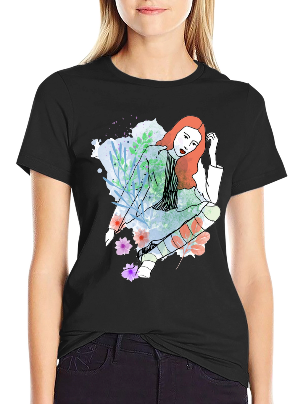 Stylish Woman Graphic Tee - Artistic Design
