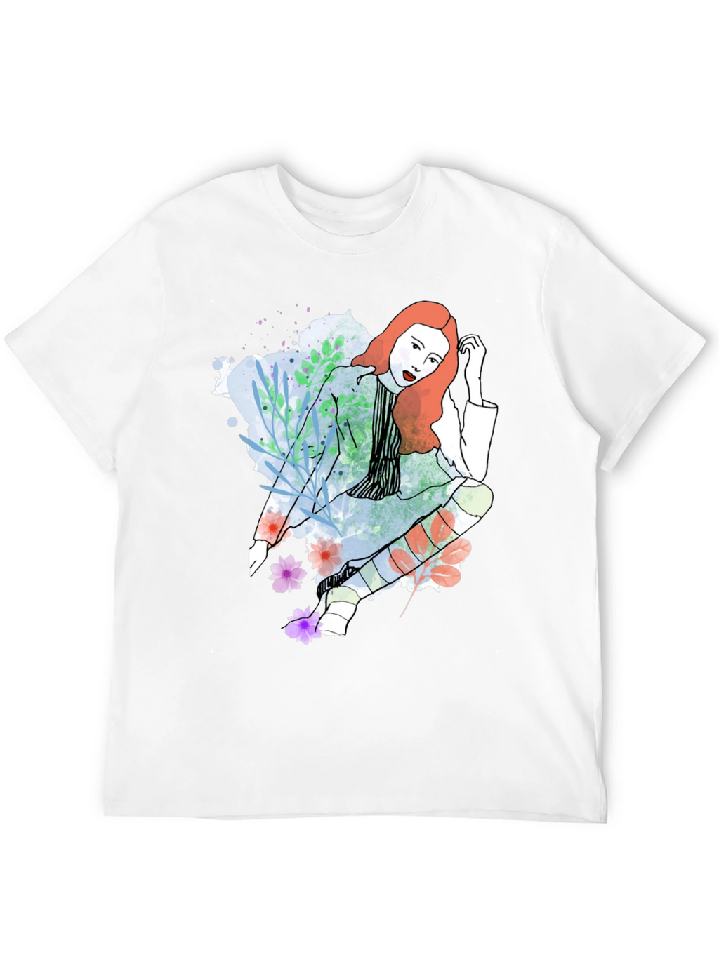 Stylish Woman Graphic Tee - Artistic Design