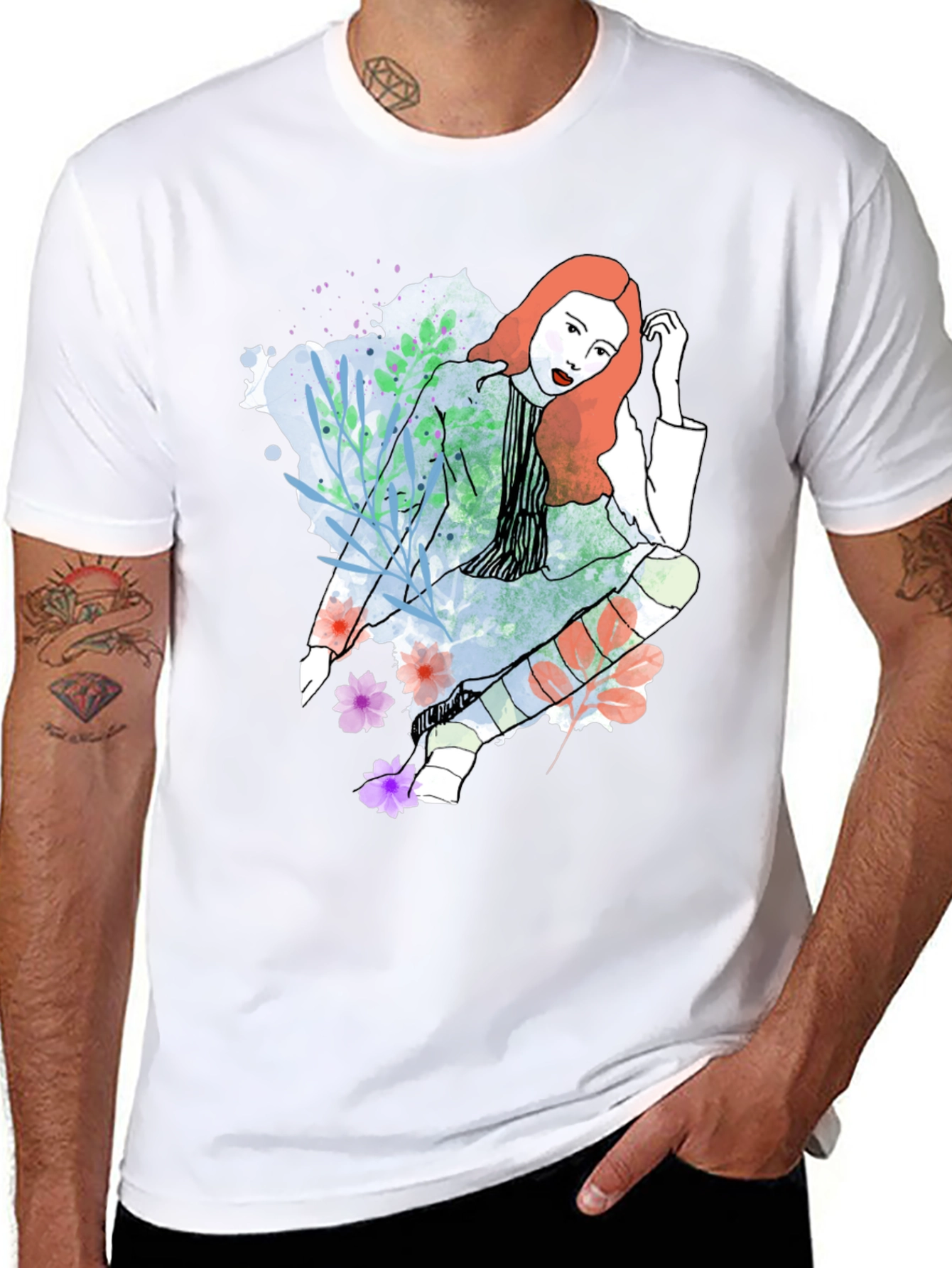 Stylish Woman Graphic Tee - Artistic Design