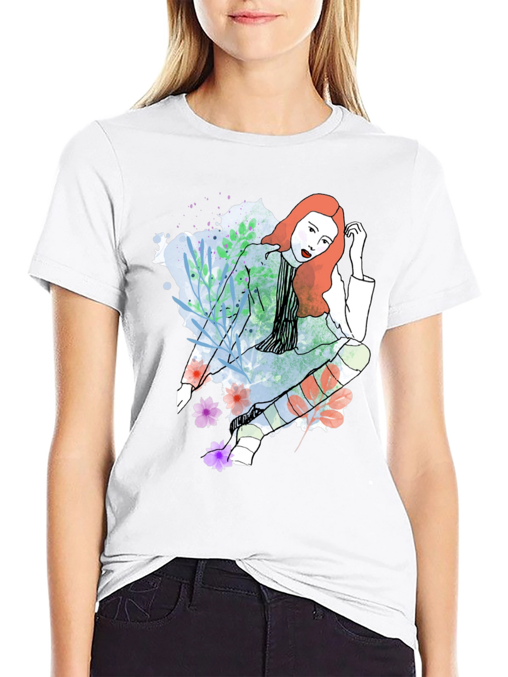 Stylish Woman Graphic Tee - Artistic Design