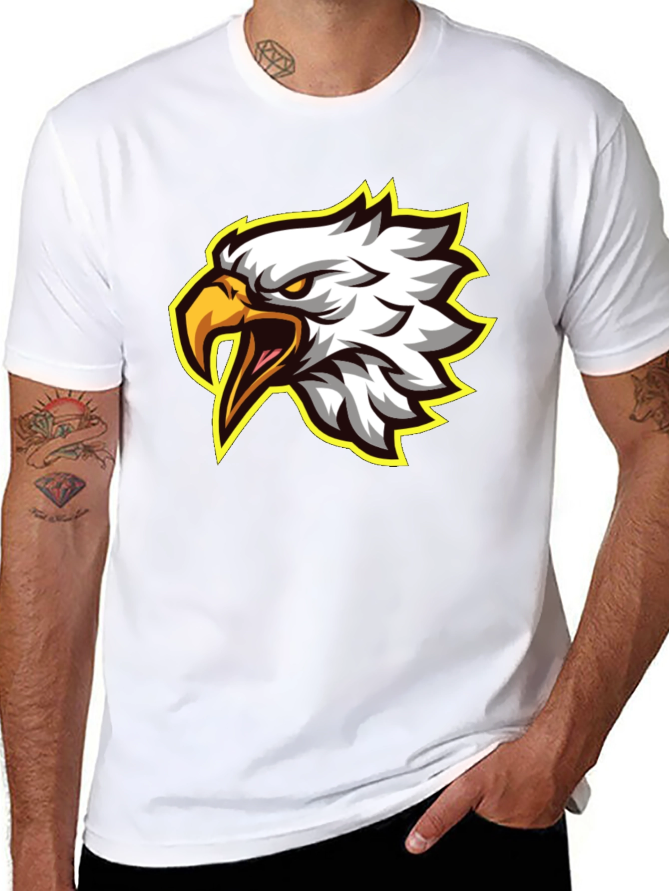 Eagle Graphic Tee - Fierce Bird Design Black T-Shirt