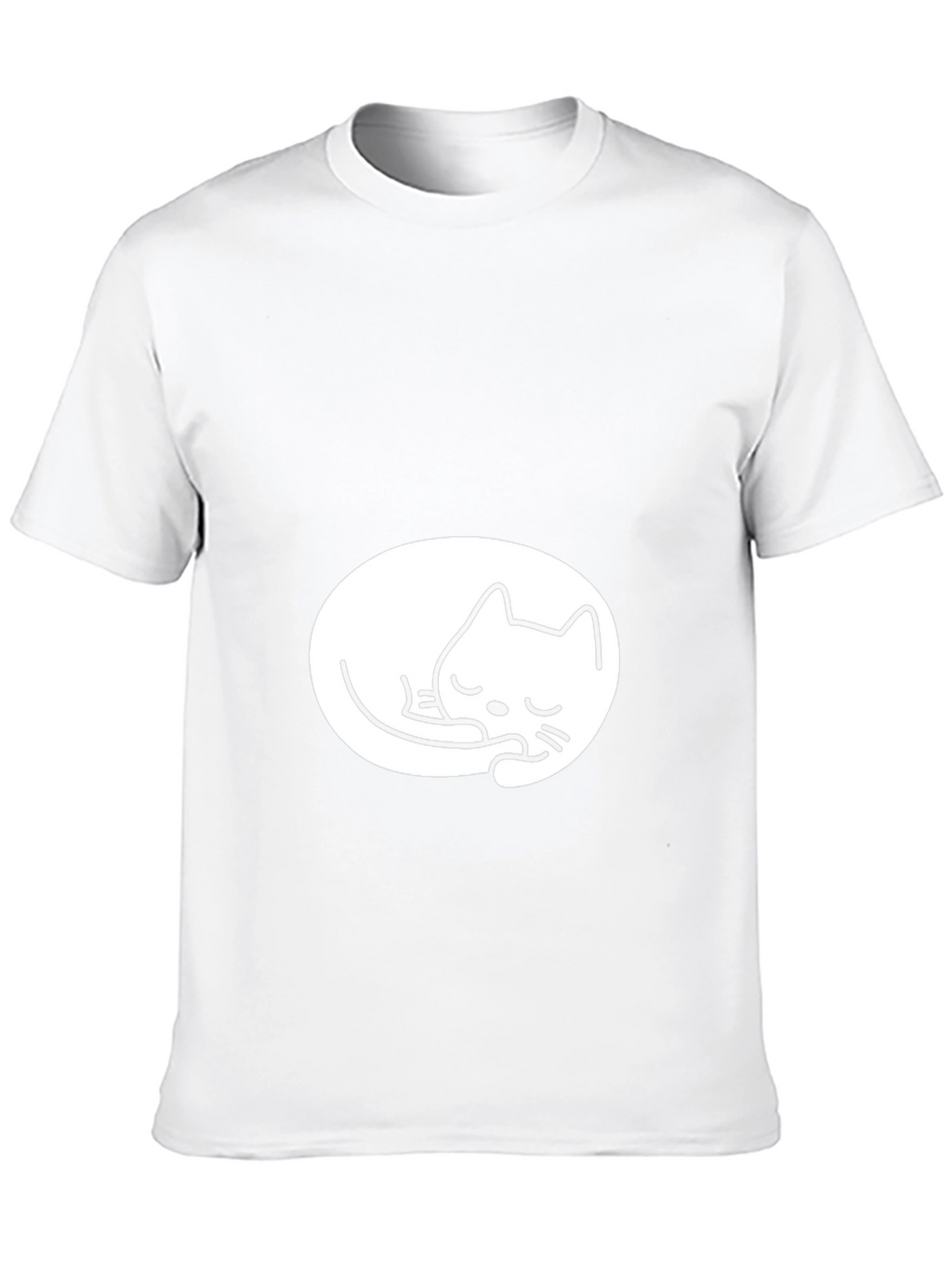 Black Tee with Cute Sleeping Cat Design