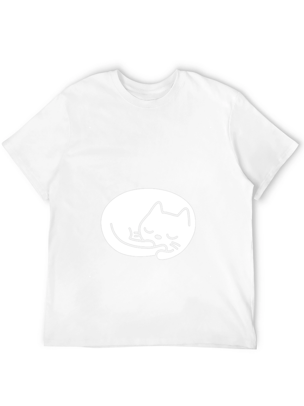 Black Tee with Cute Sleeping Cat Design
