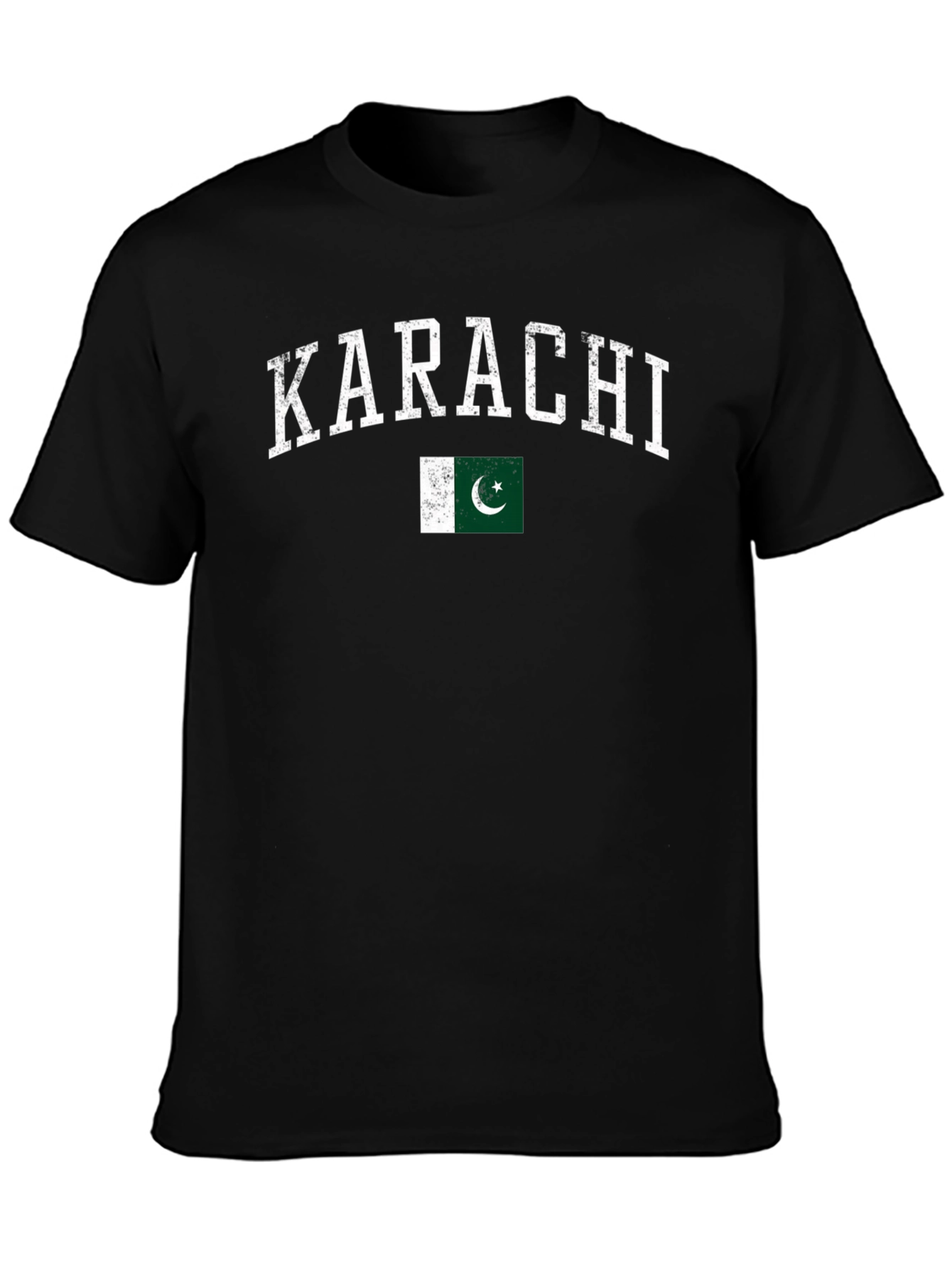Karachi Pakistan Flag T-Shirt - Distressed Design