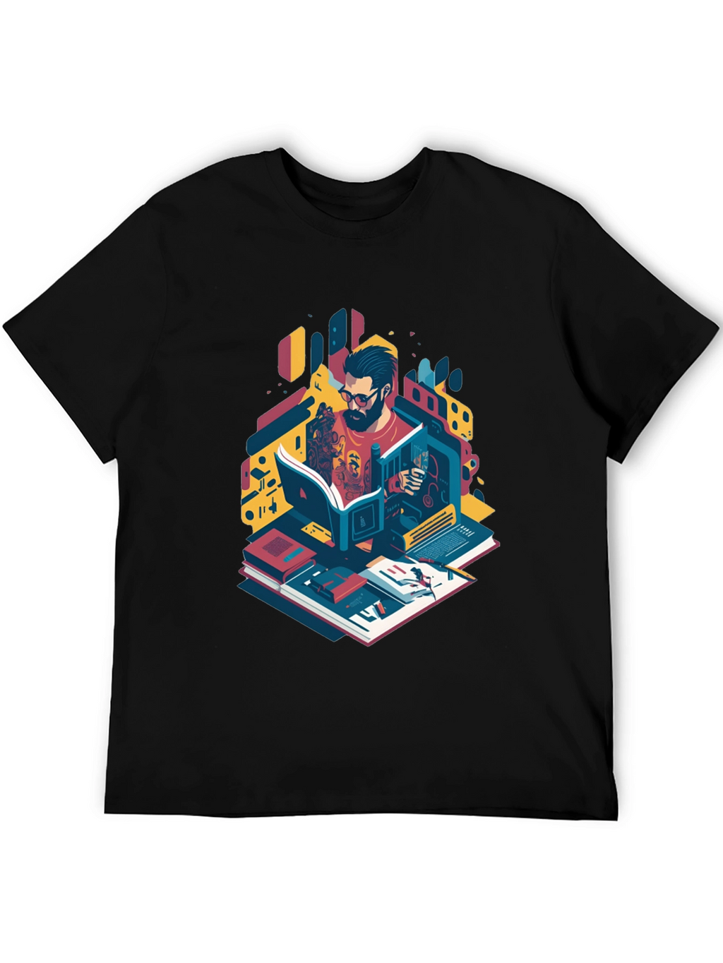 Bookworm Graphic Tee - Artistic Readers Shirt