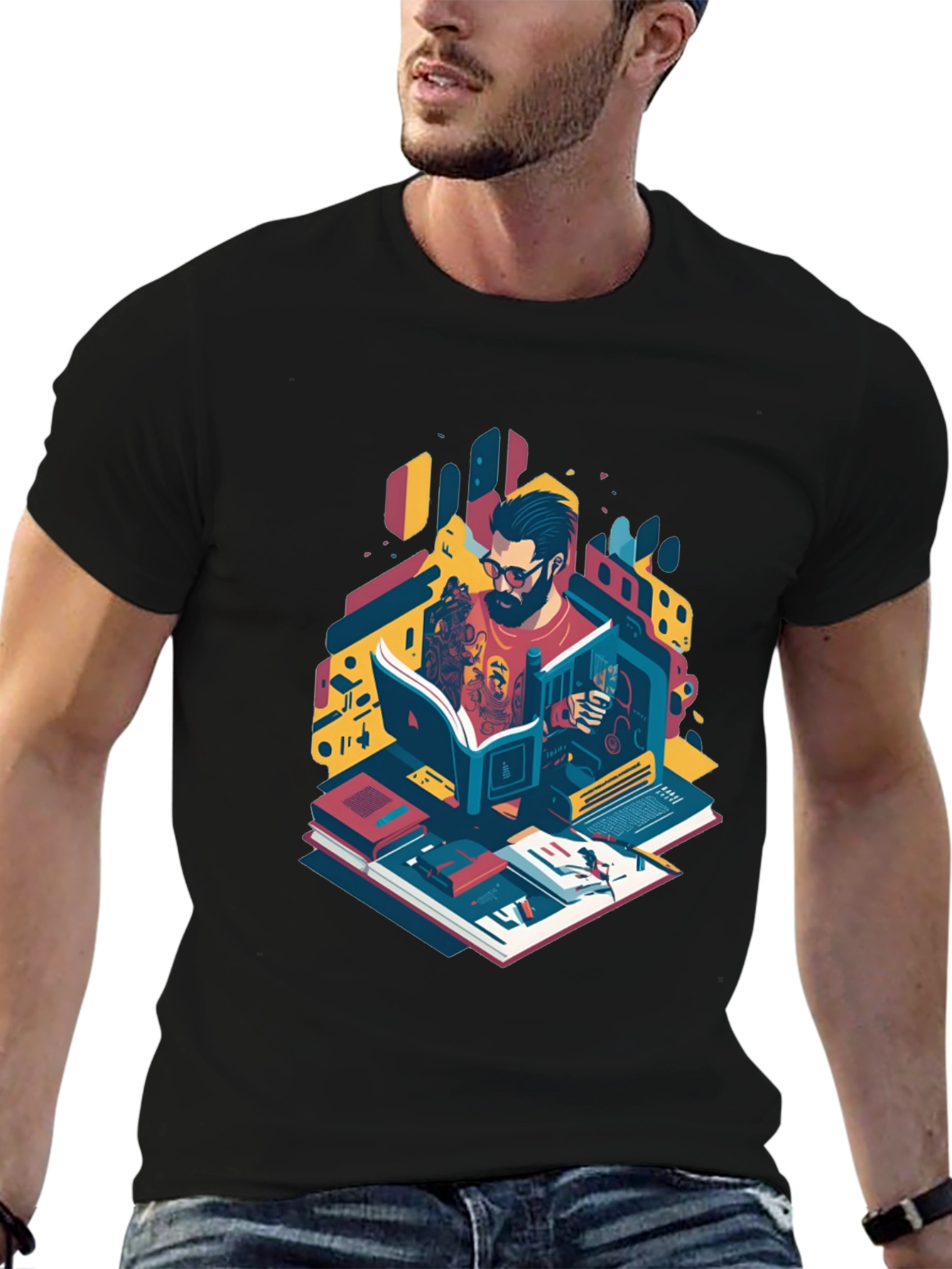 Bookworm Graphic Tee - Artistic Readers Shirt