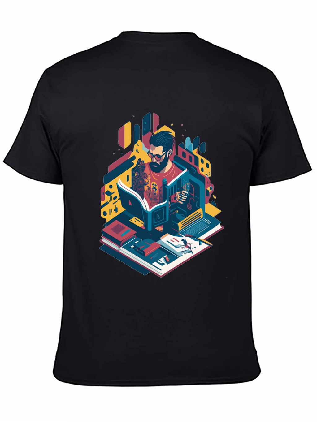 Bookworm Graphic Tee - Artistic Readers Shirt