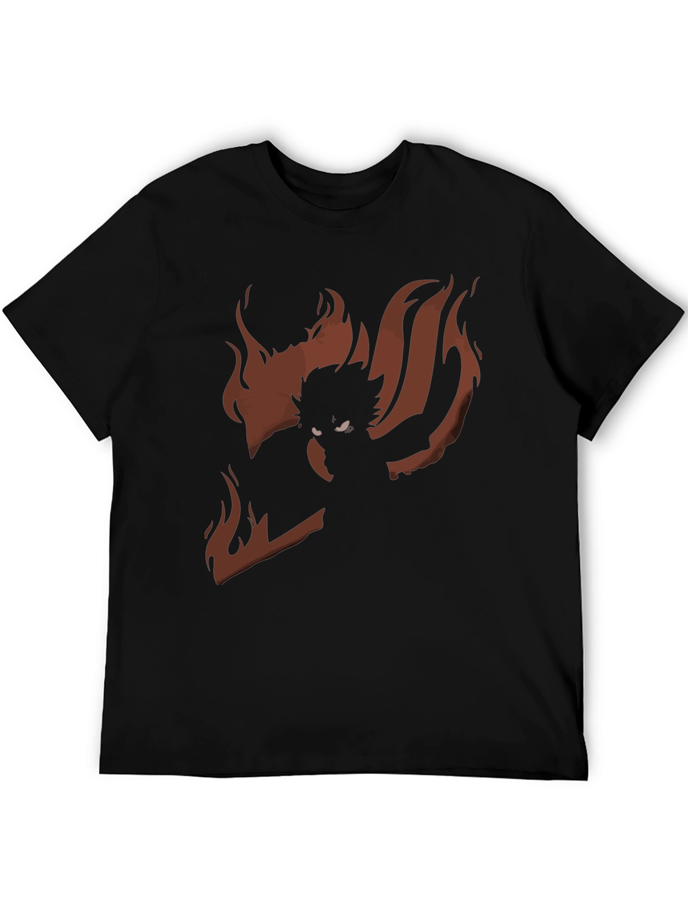 Anime Graphic Tee - Nine Tails Silhouette - Black Cotton T-Shirt