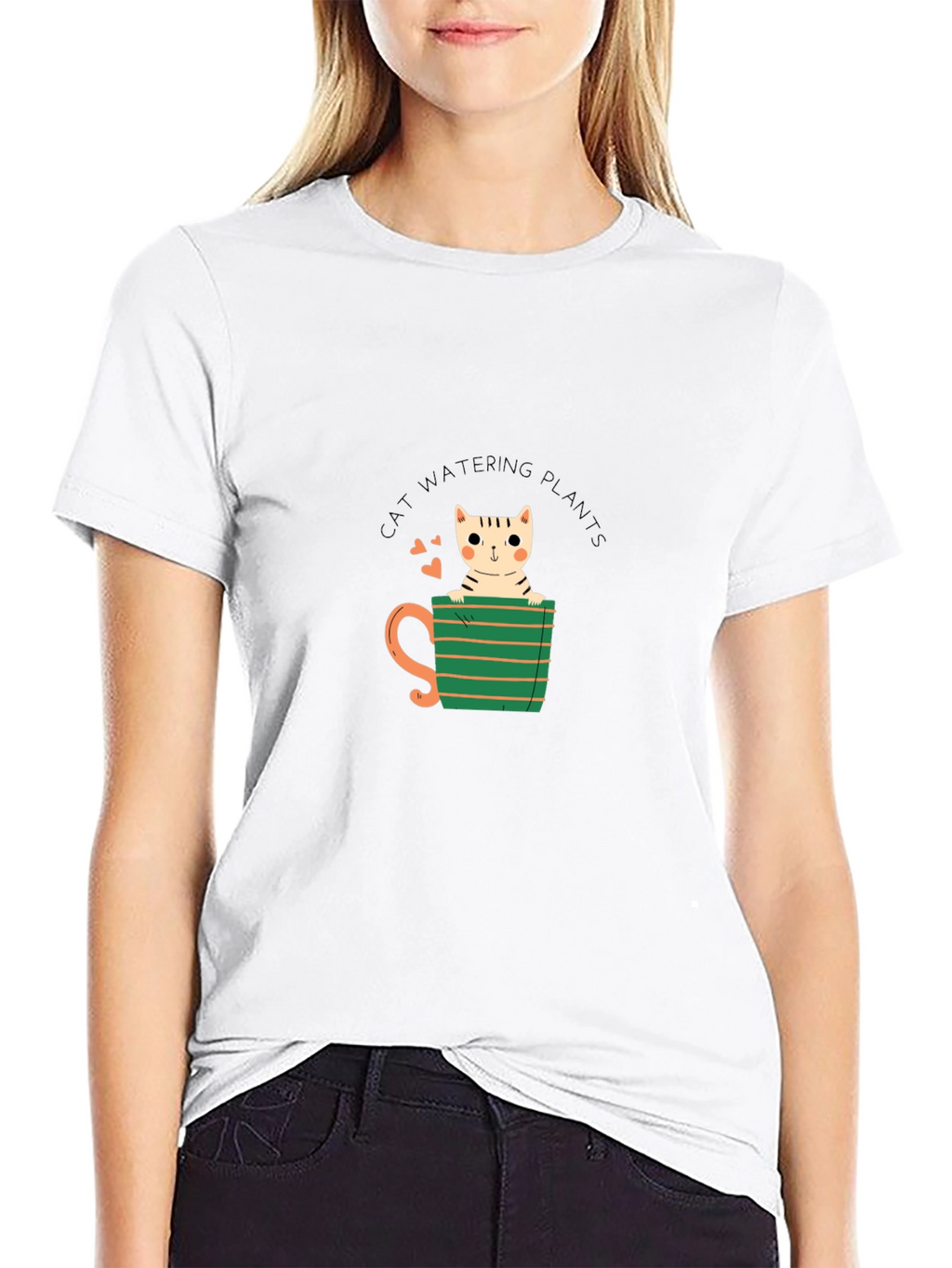 Cat Watering Plants Graphic Tee