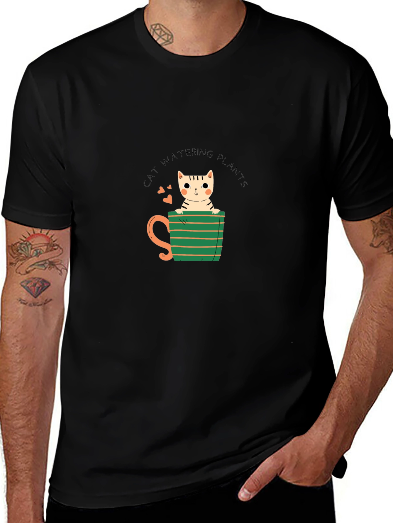 Cat Watering Plants Graphic Tee