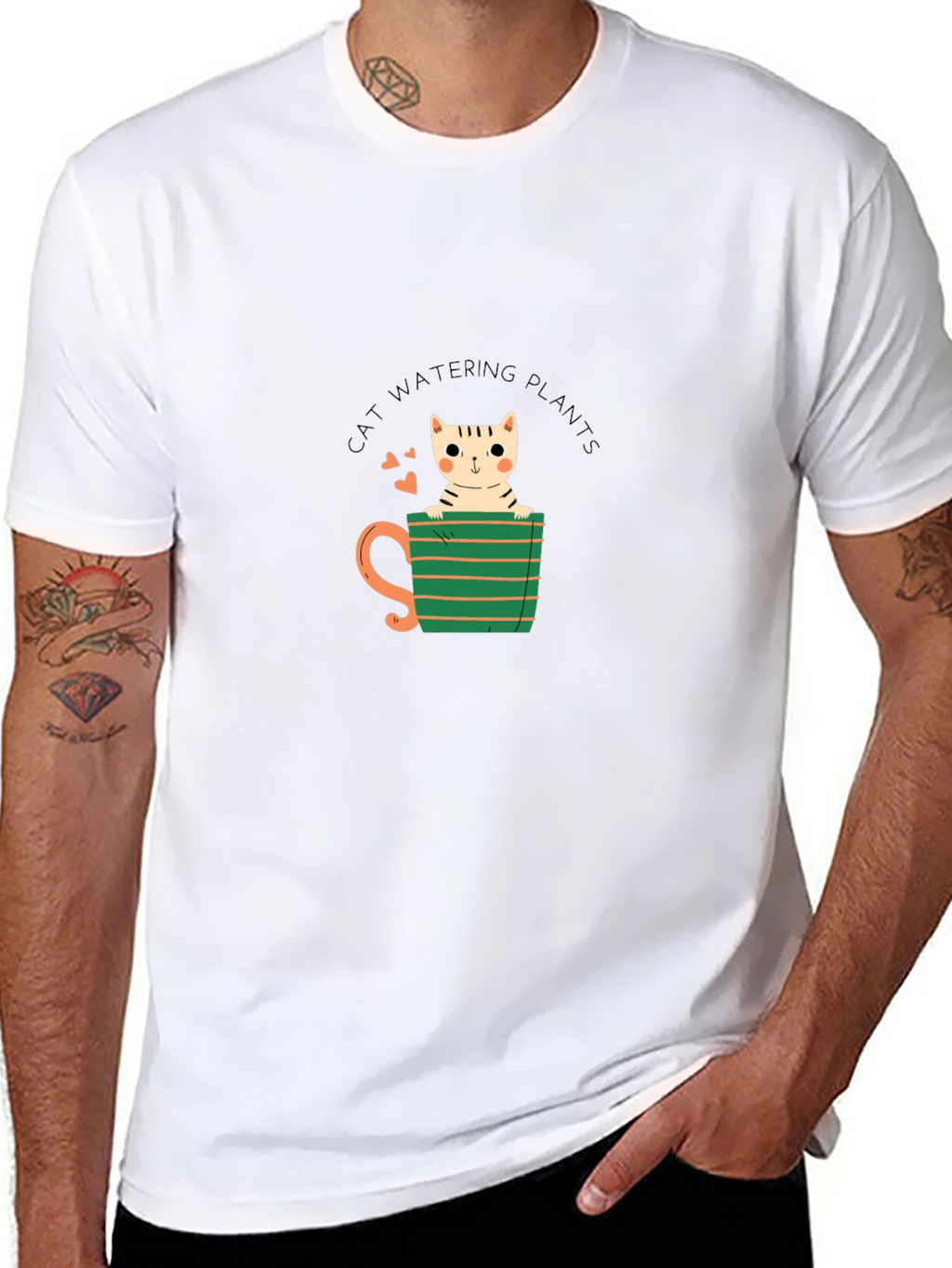 Cat Watering Plants Graphic Tee