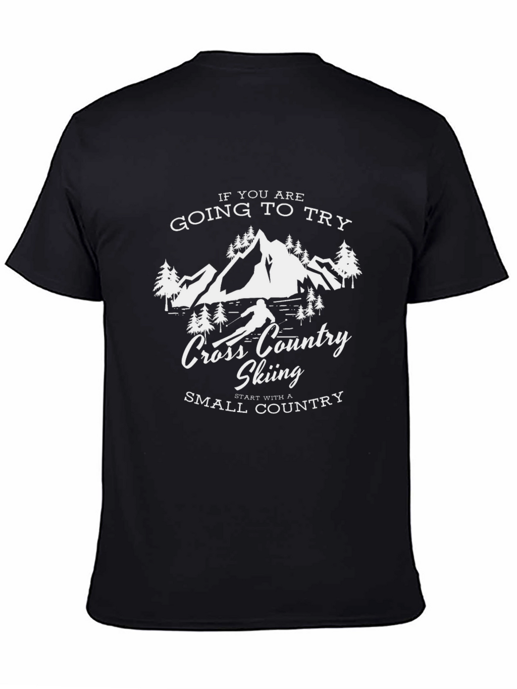 Cross Country Skiing Black Graphic T-Shirt