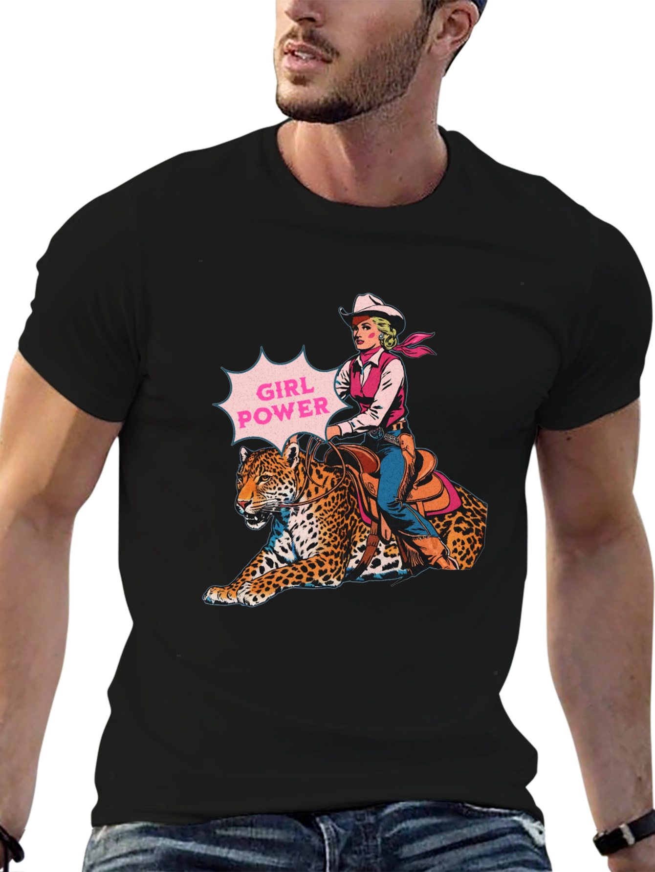 Girl Power Leopard Graphic T-Shirt