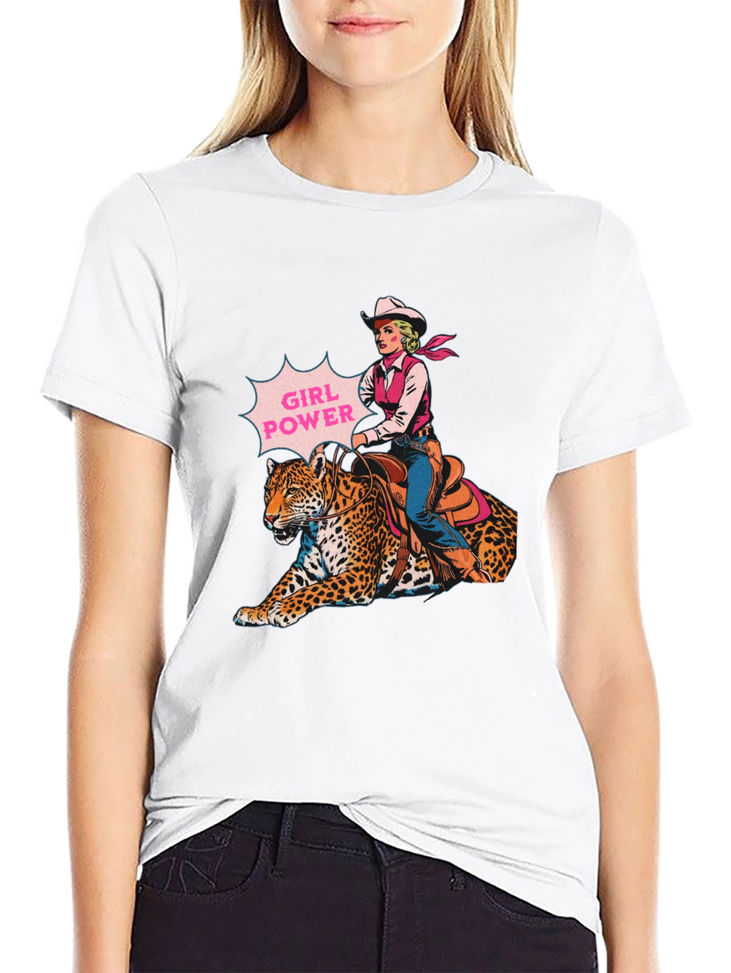 Girl Power Leopard Graphic T-Shirt