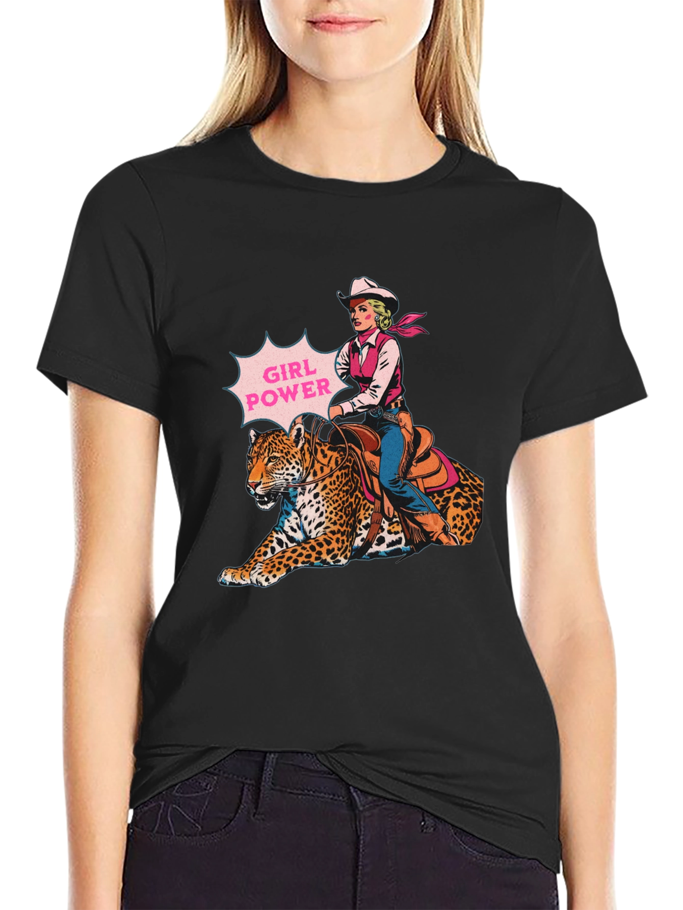 Girl Power Leopard Graphic T-Shirt
