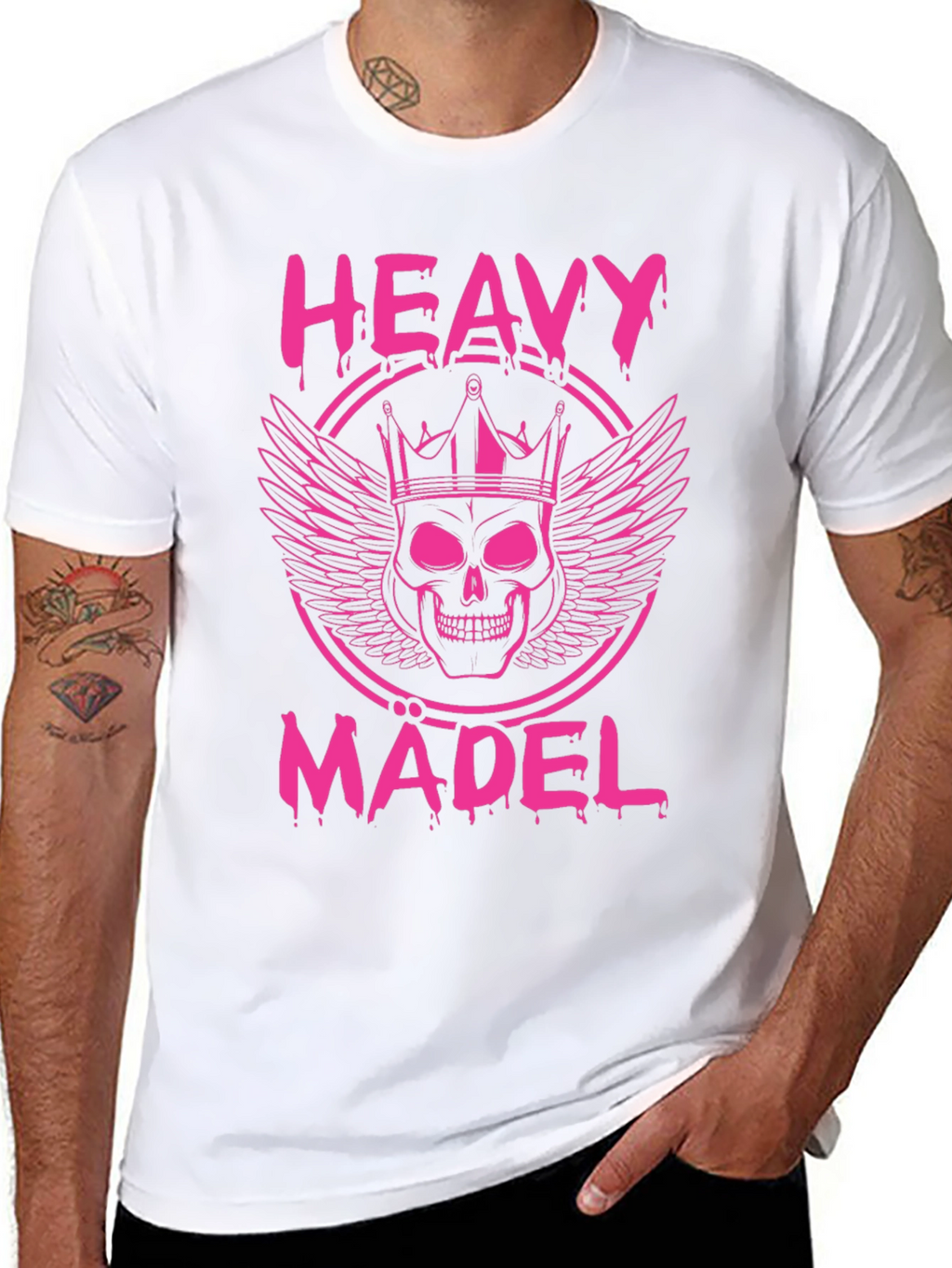 Heavy Mädel Pink Skull Crown Graphic T-Shirt