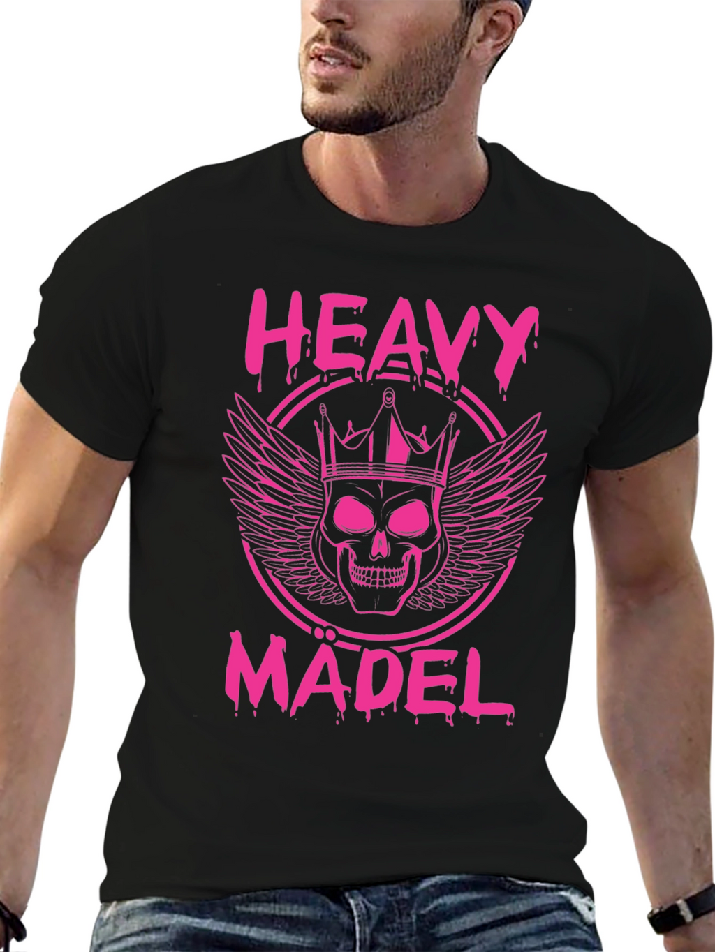 Heavy Mädel Pink Skull Crown Graphic T-Shirt