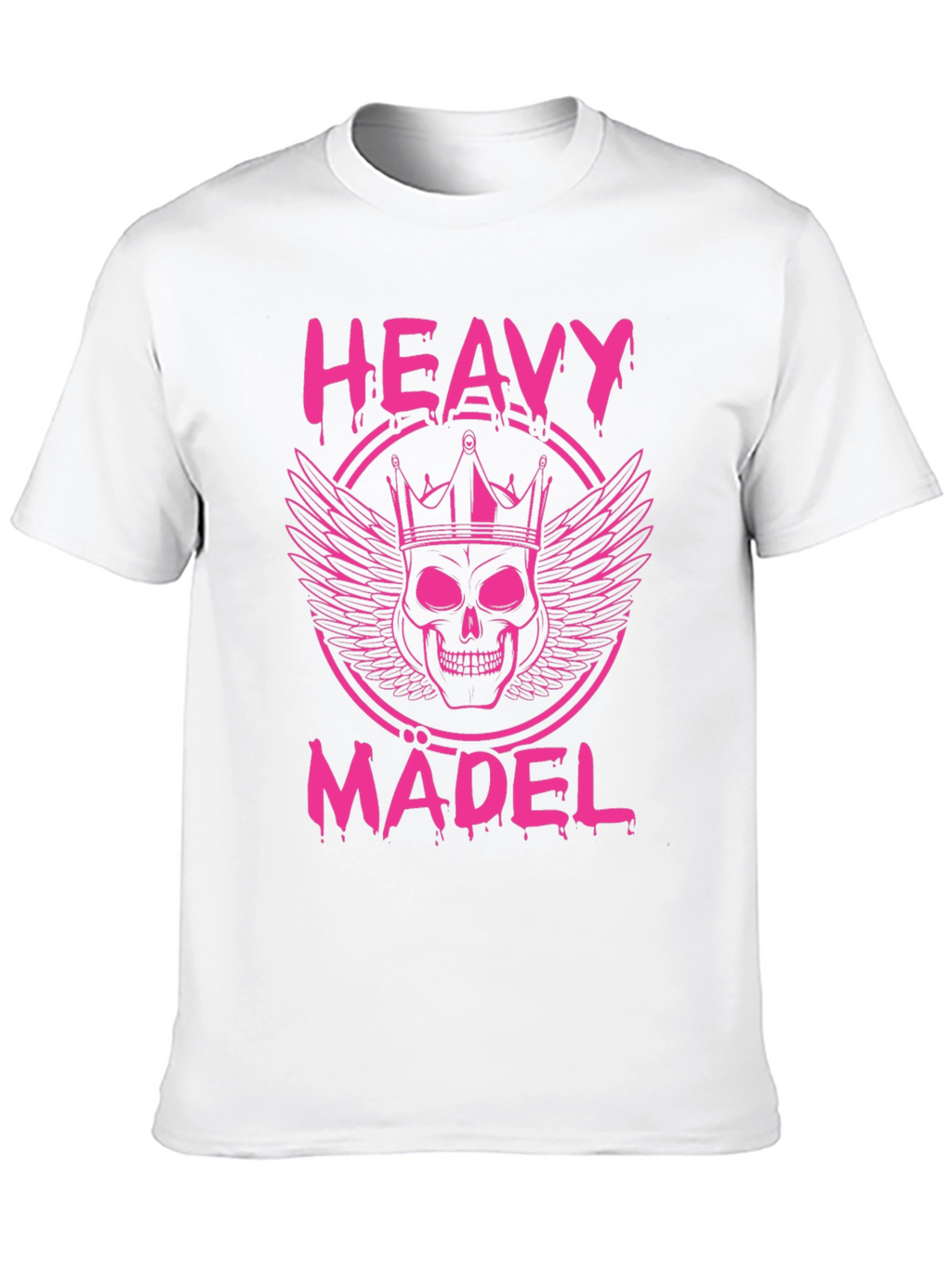 Heavy Mädel Pink Skull Crown Graphic T-Shirt