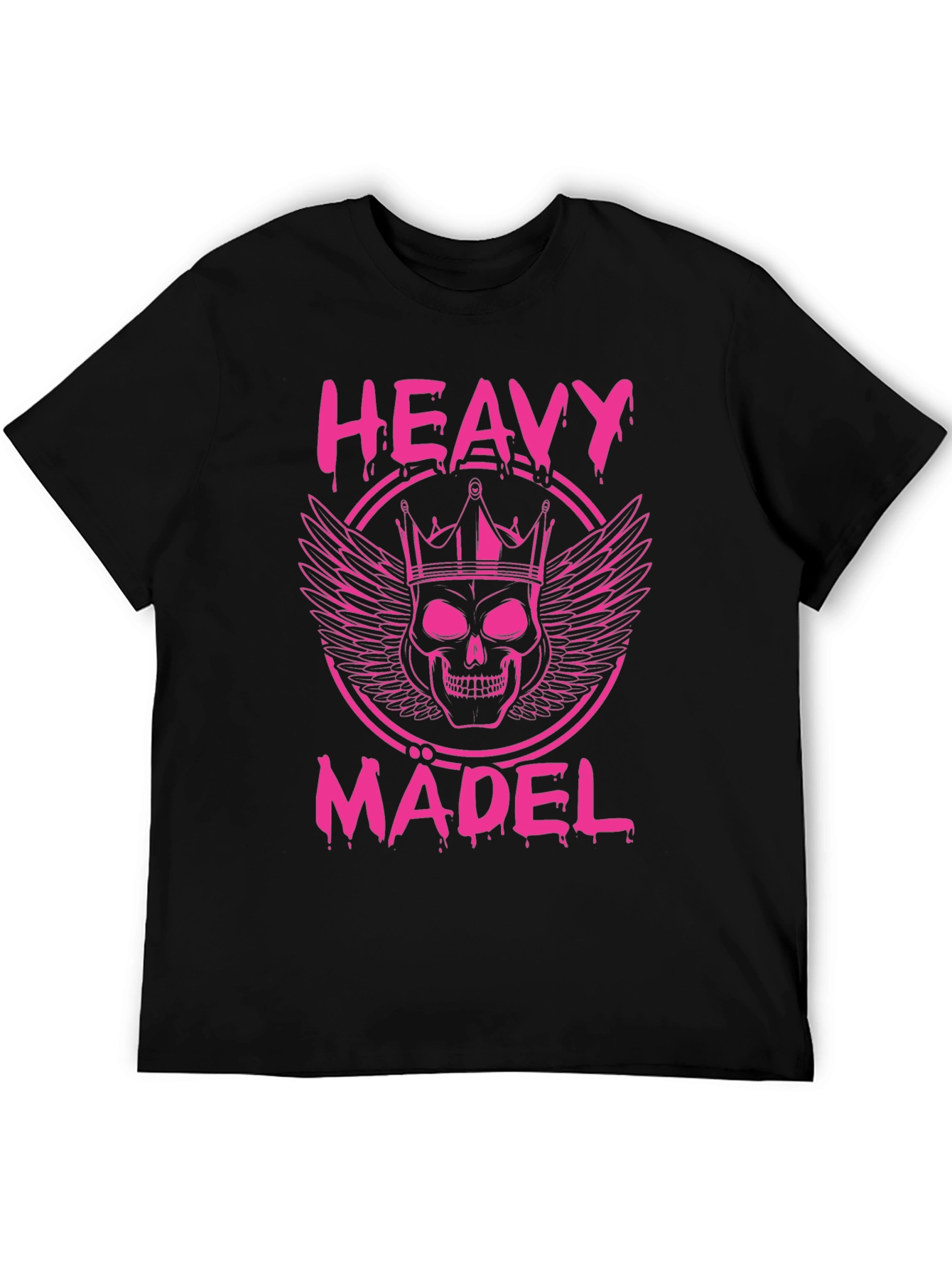 Heavy Mädel Pink Skull Crown Graphic T-Shirt