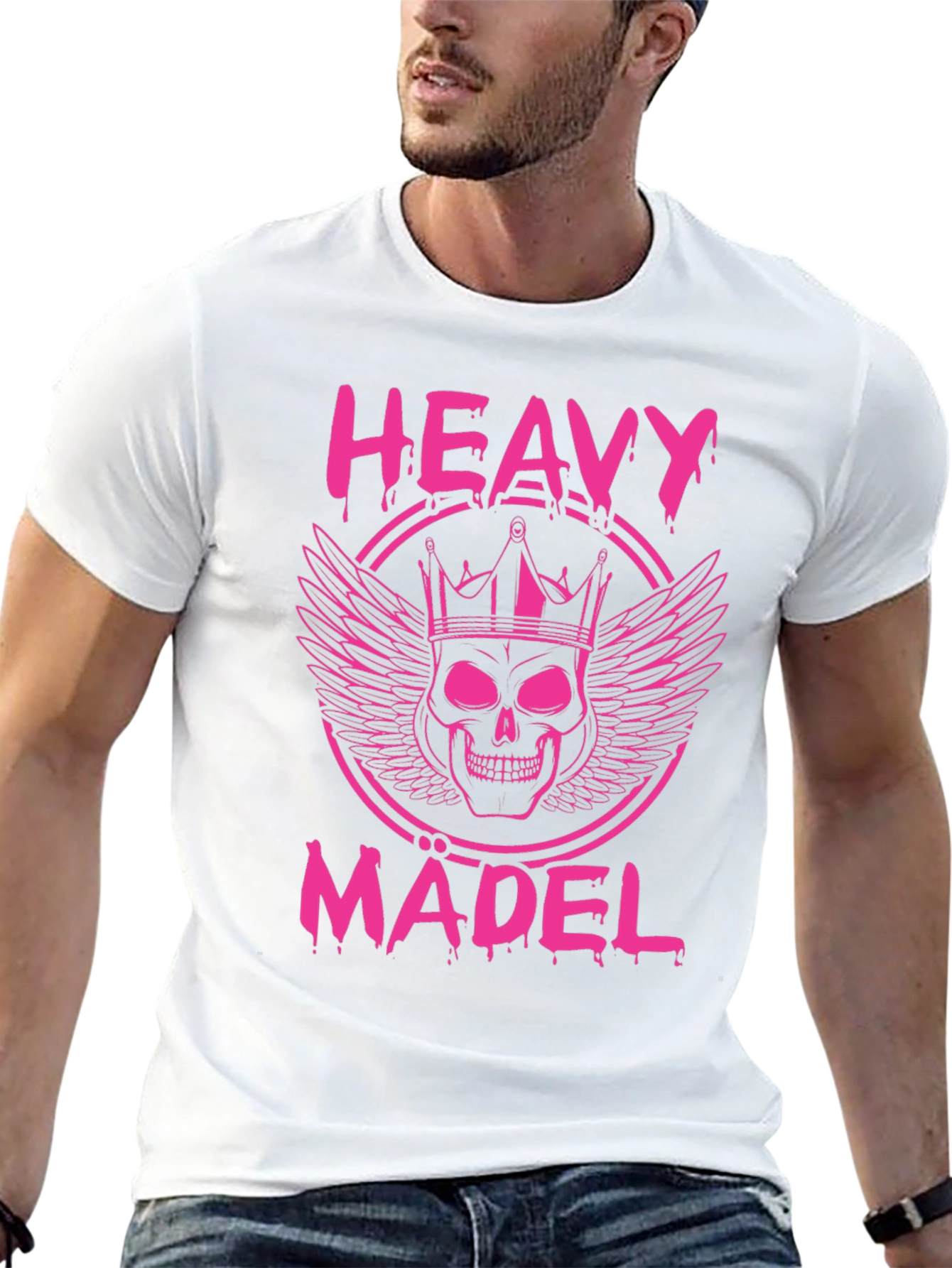 Heavy Mädel Pink Skull Crown Graphic T-Shirt