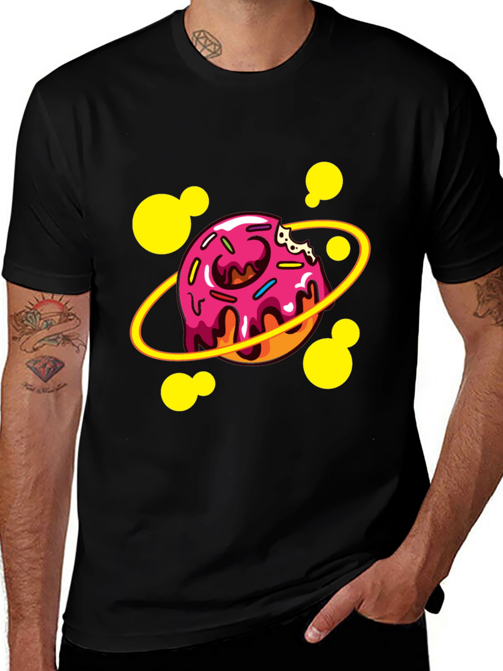 Donut Planet Graphic T-Shirt - Black