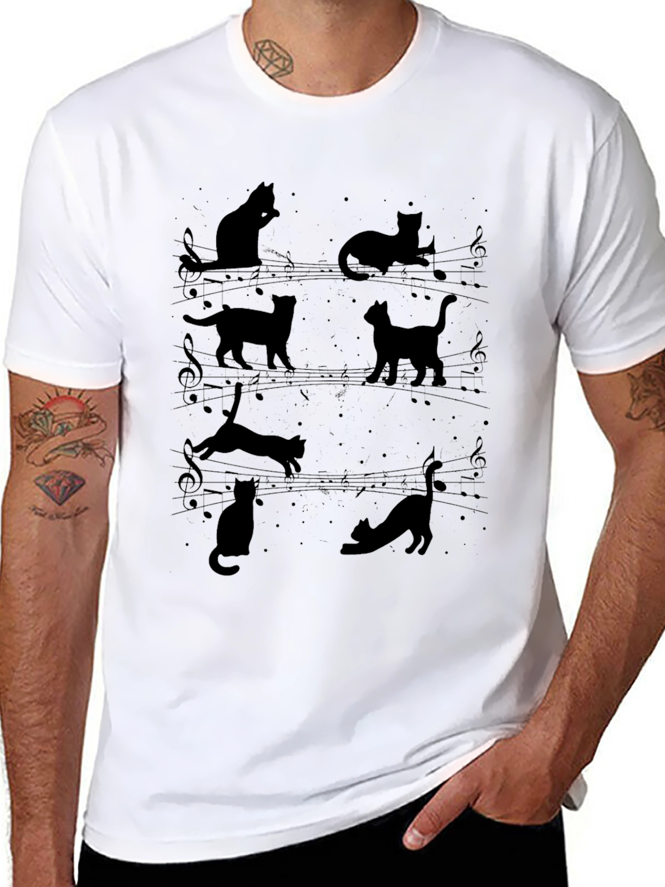 Musical Cats Black T-Shirt