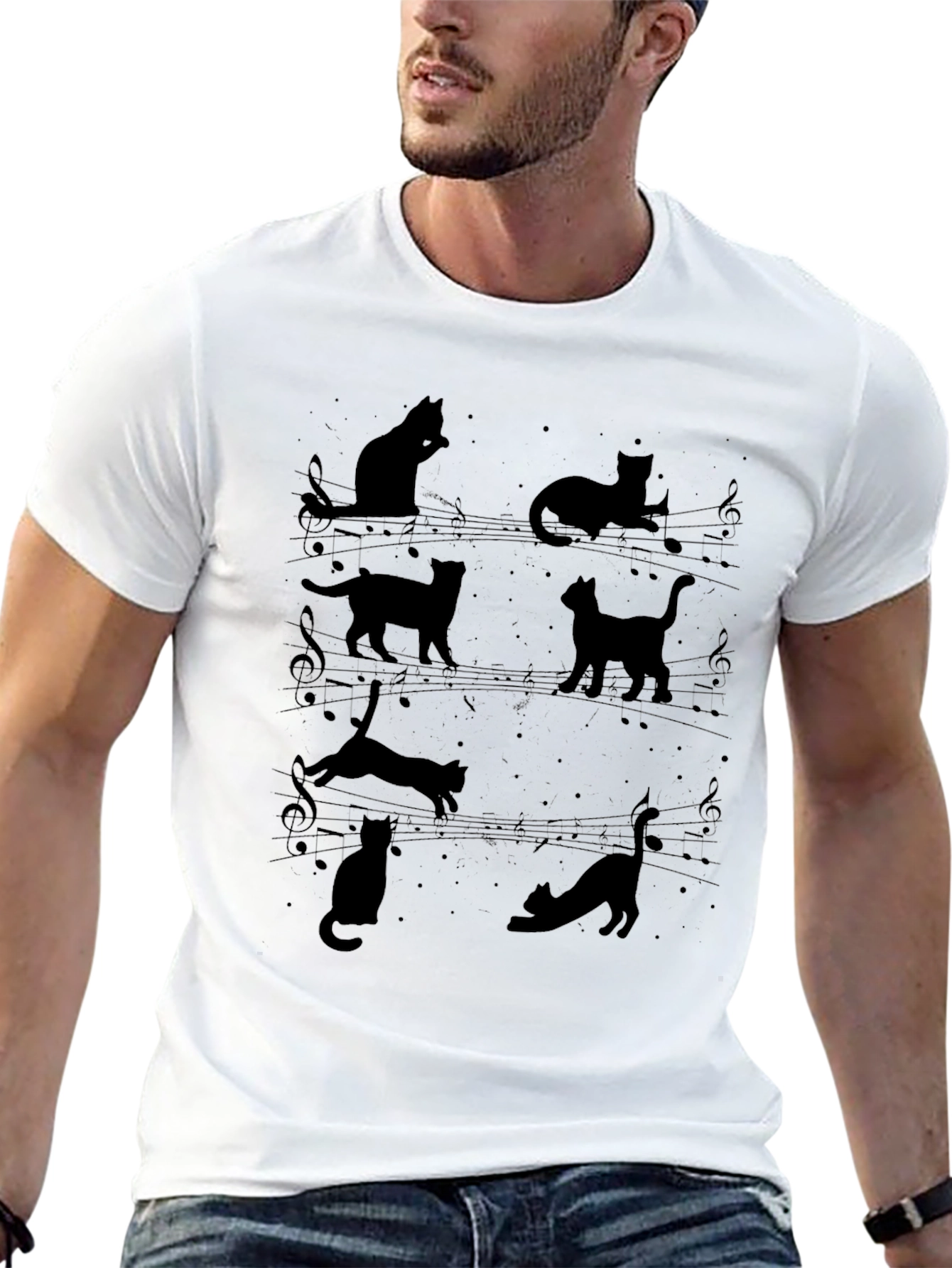 Musical Cats Black T-Shirt