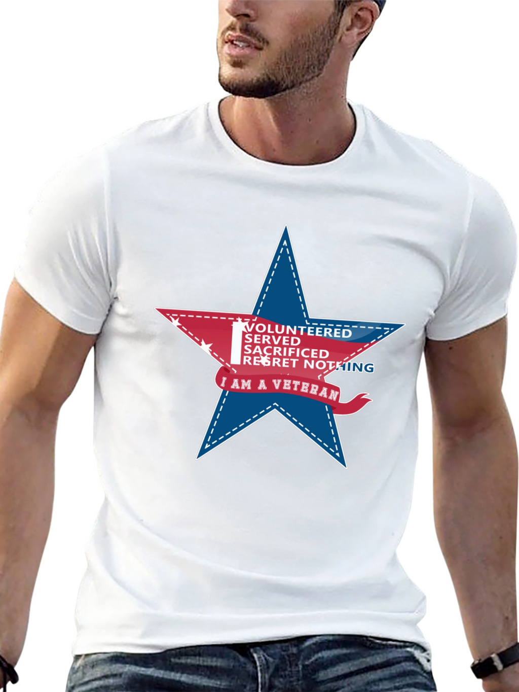 Veteran Star Graphic T-Shirt - Black