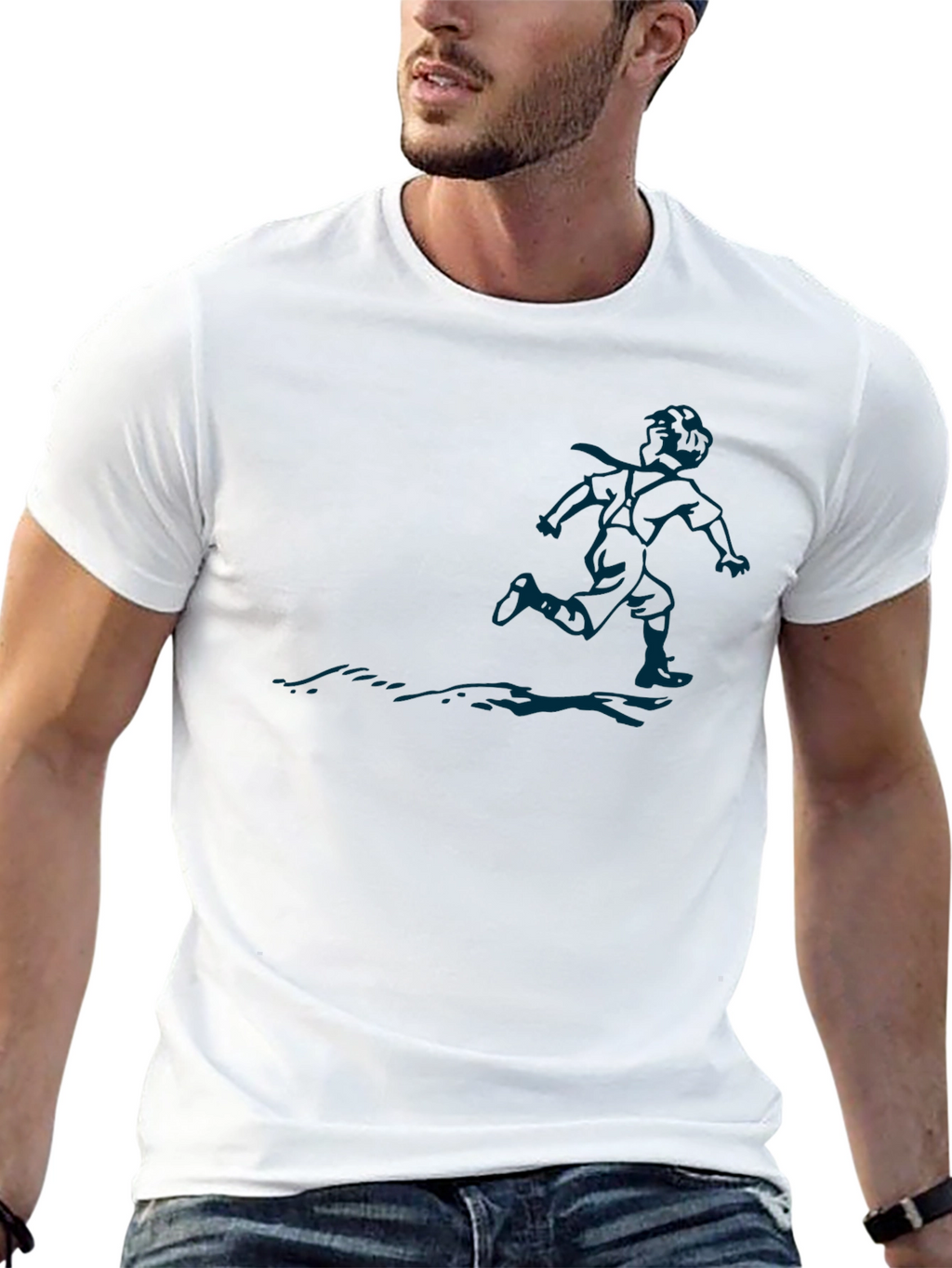 Mens Black T-Shirt with Graphic Print