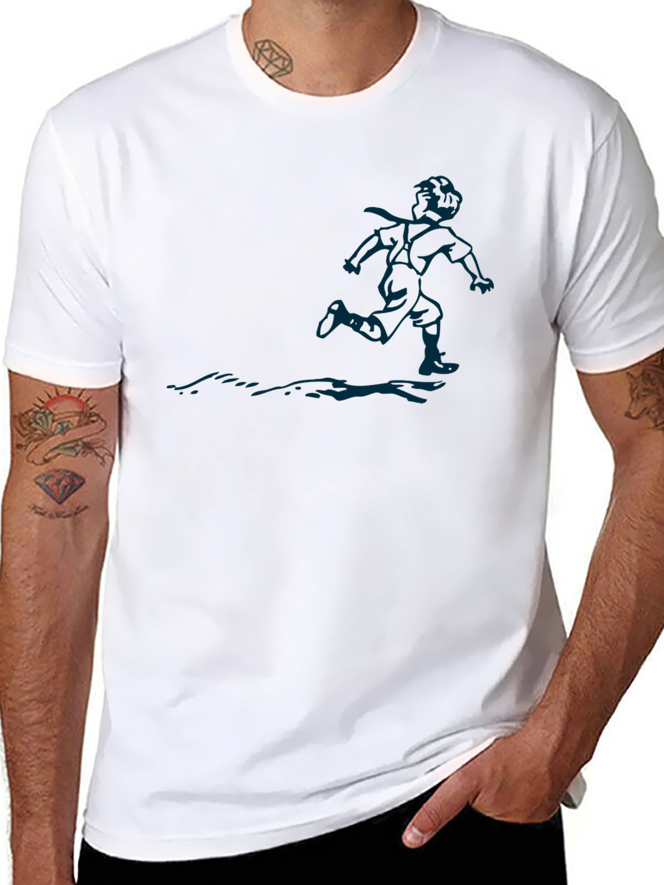 Mens Black T-Shirt with Graphic Print