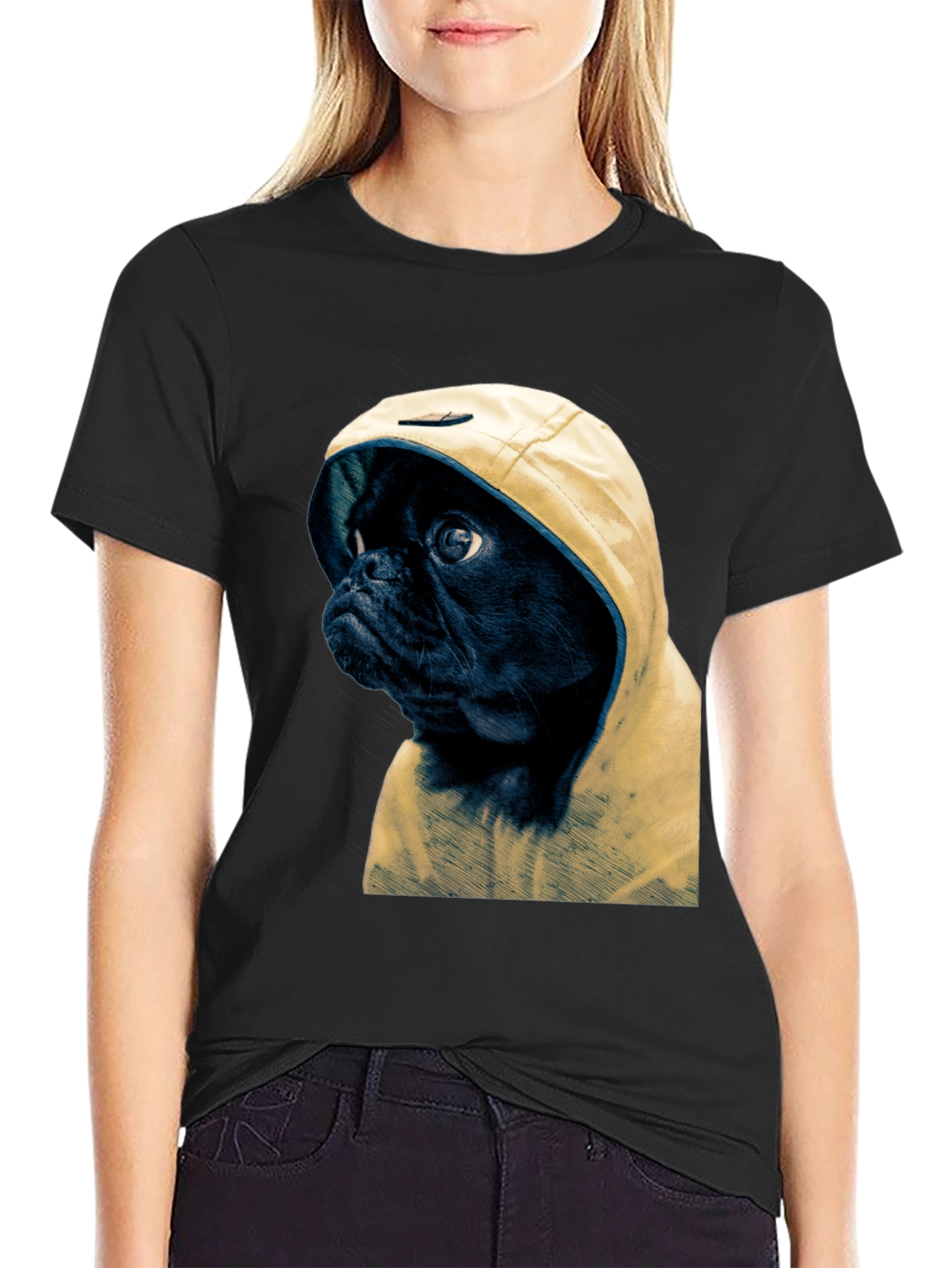 Pug in Hoodie Graphic Tee - Unique Pet Lover T-Shirt